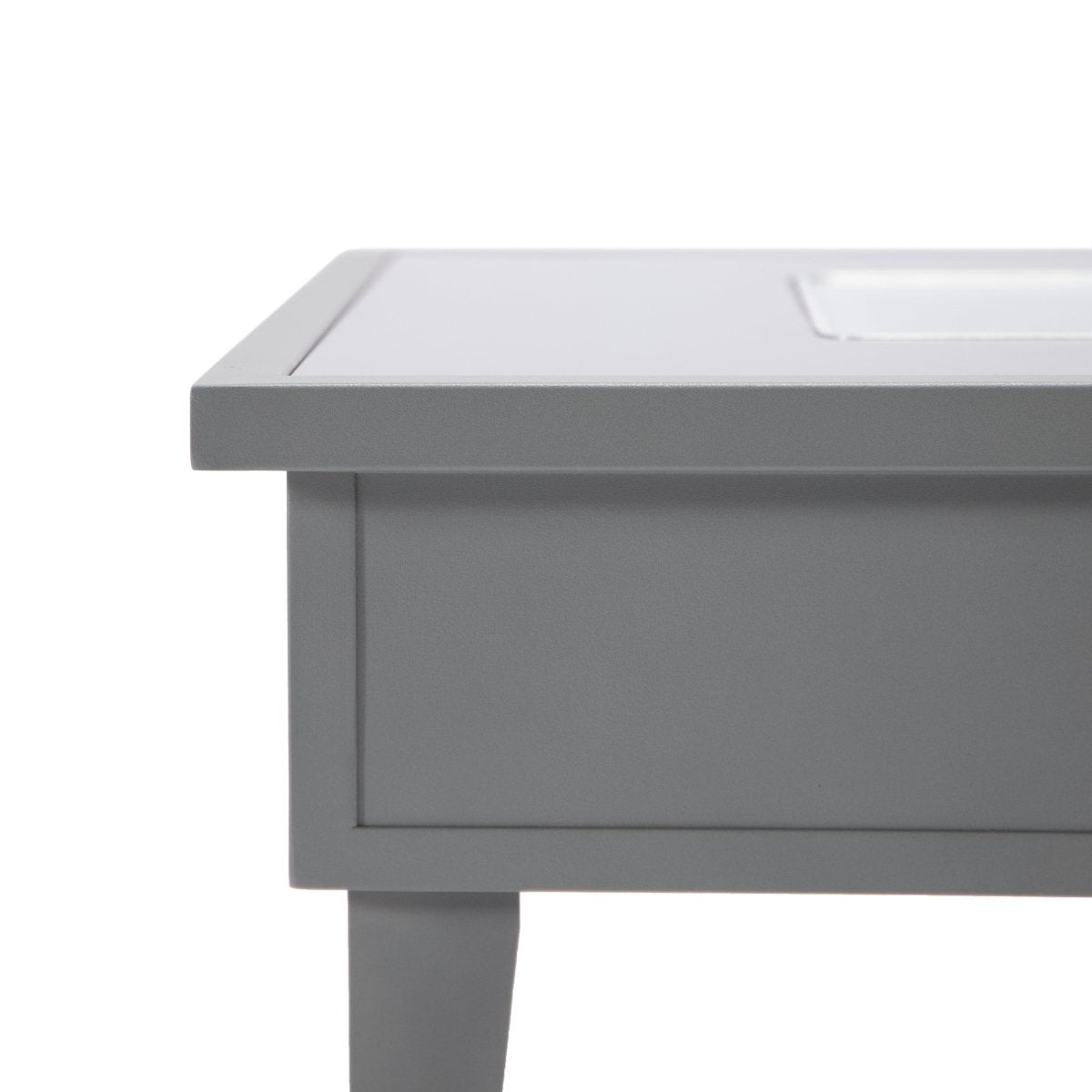 Walbrooke Modern Outdoor Square Fire Pit Table with Powder-Coated Aliuminum Frame Slats/Non Slats Design Slats Grey Fire Pits Leisuremod