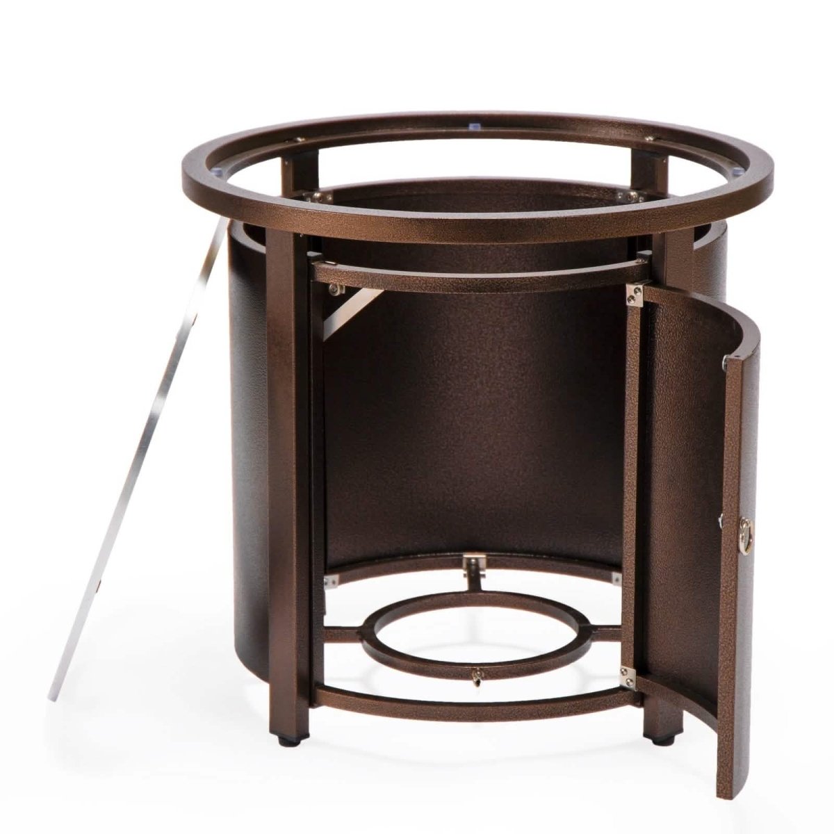 Leisuremod Fire Pits Walbrooke Modern Round Tank Holder Table with Tempered Glass Top and Powder Coated Aluminum Slats/Non Slats Design