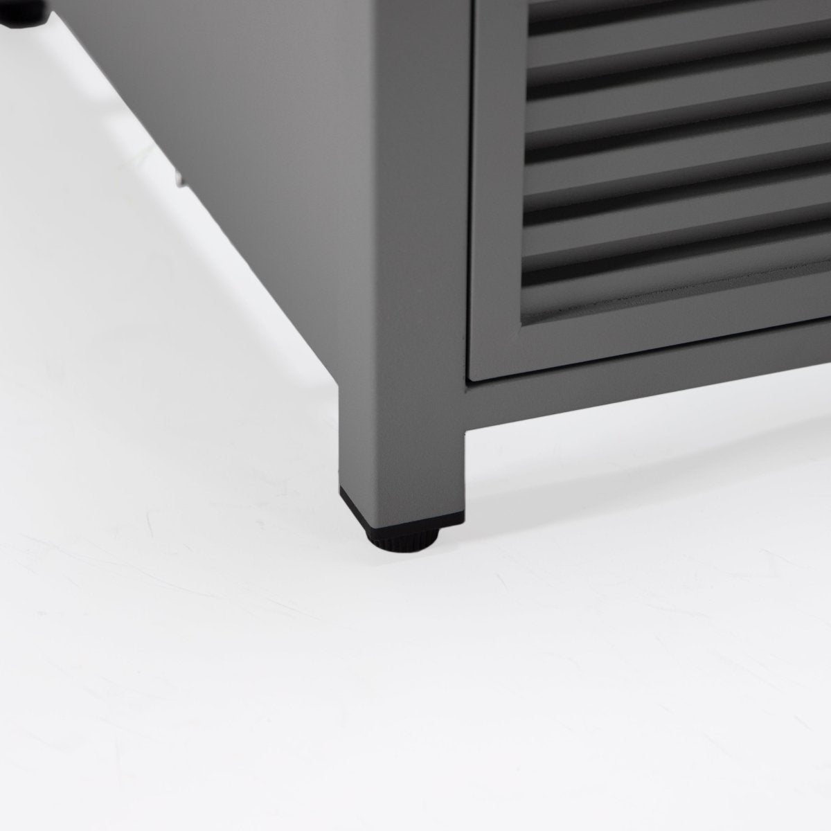 Walbrooke Modern Square Tank Holder Table with Tempered Glass Top and Powder Coated Aluminum Slats/Non Slats Design Slats Grey Fire Pits Leisuremod