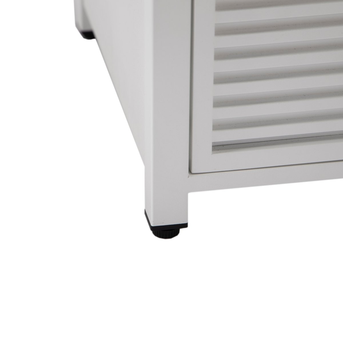 Walbrooke Modern Square Tank Holder Table with Tempered Glass Top and Powder Coated Aluminum Slats/Non Slats Design Slats White Fire Pits Leisuremod