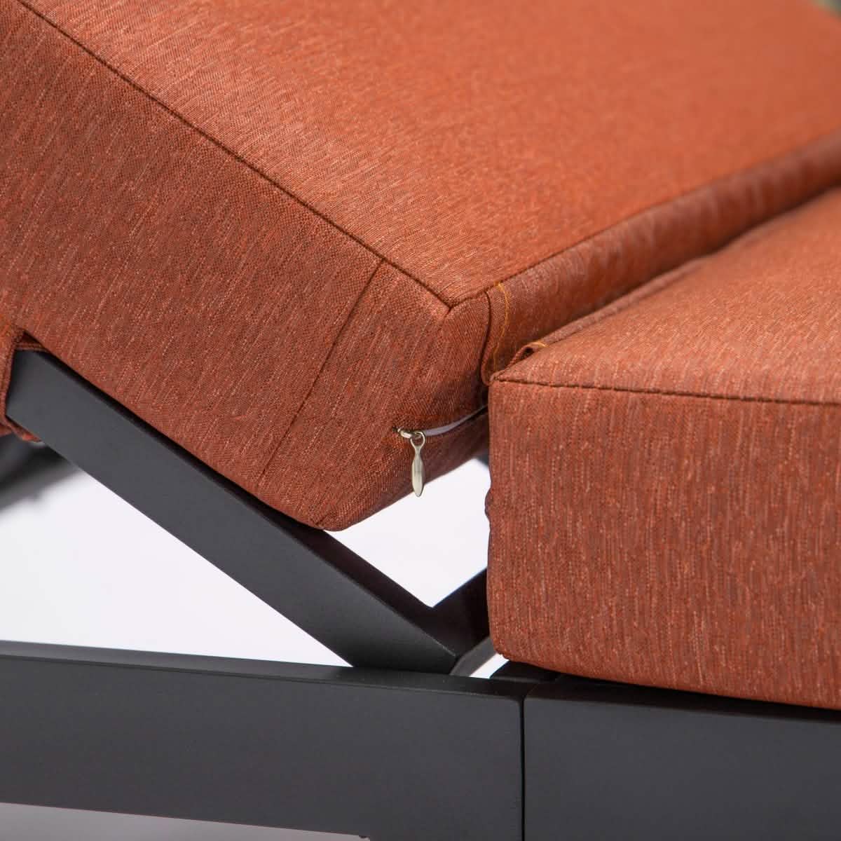 Chelsea Aluminum Outdoor Chaise Lounge Chair with Removable Cushions Black Orange Lounge Chair Leisuremod