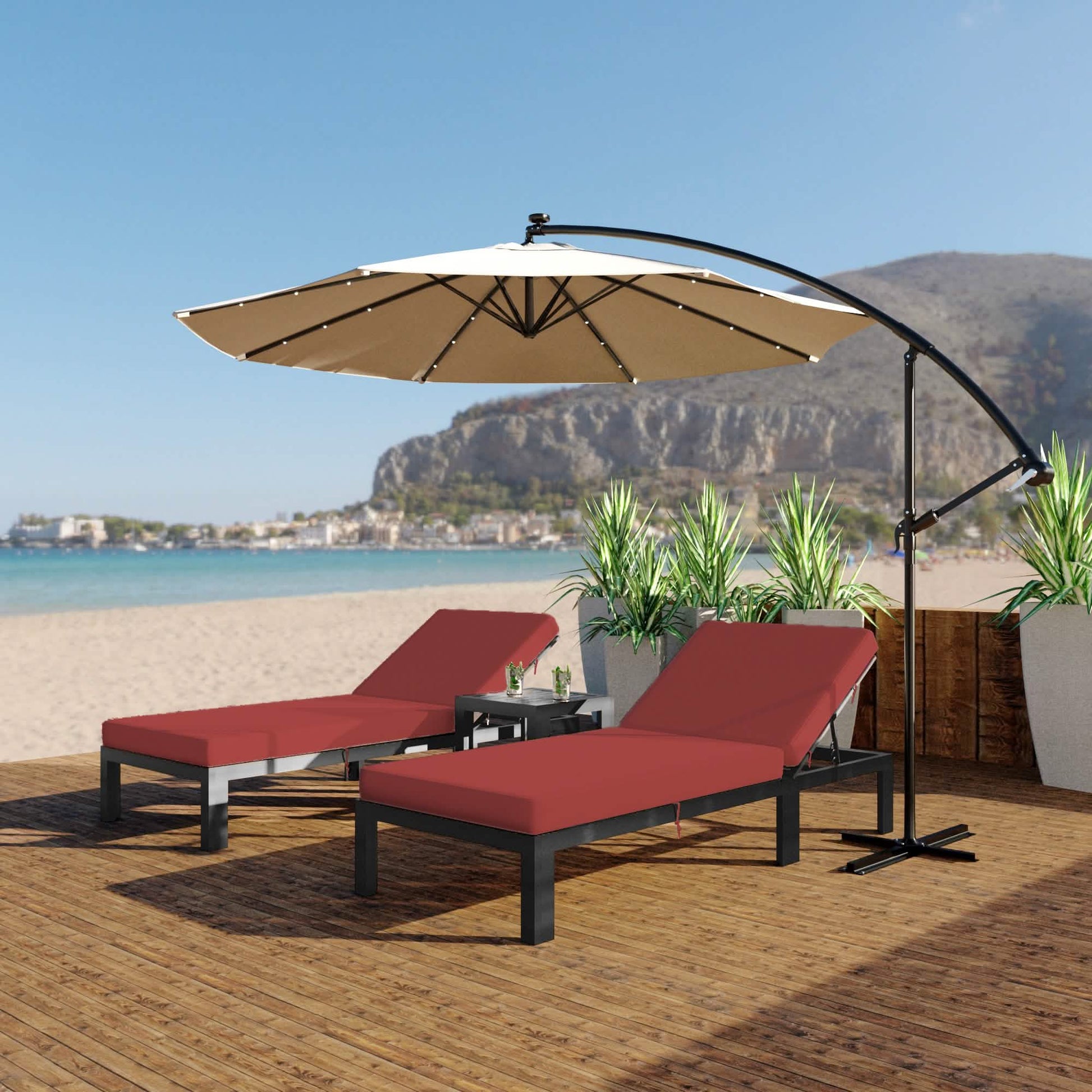 Chelsea Aluminum Outdoor Chaise Lounge Chair with Removable Cushions Black Orange Lounge Chair Leisuremod