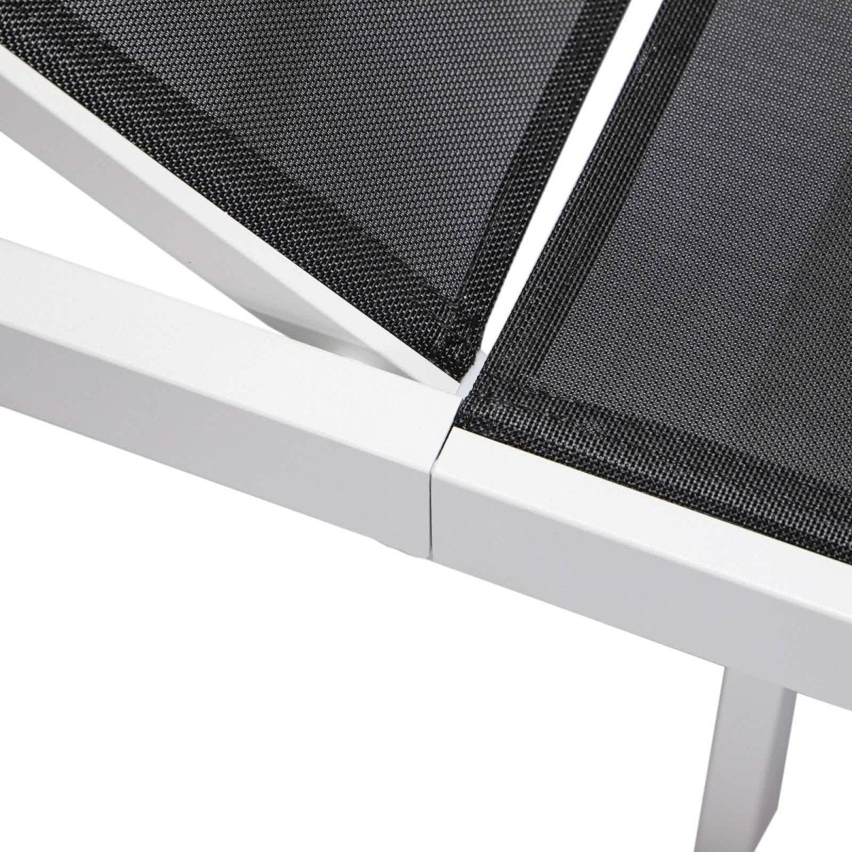 Marlin Modern White Aluminum Outdoor Chaise Lounge Chair With Square Fire Pit Side Table Set of 2 Black Leisuremod