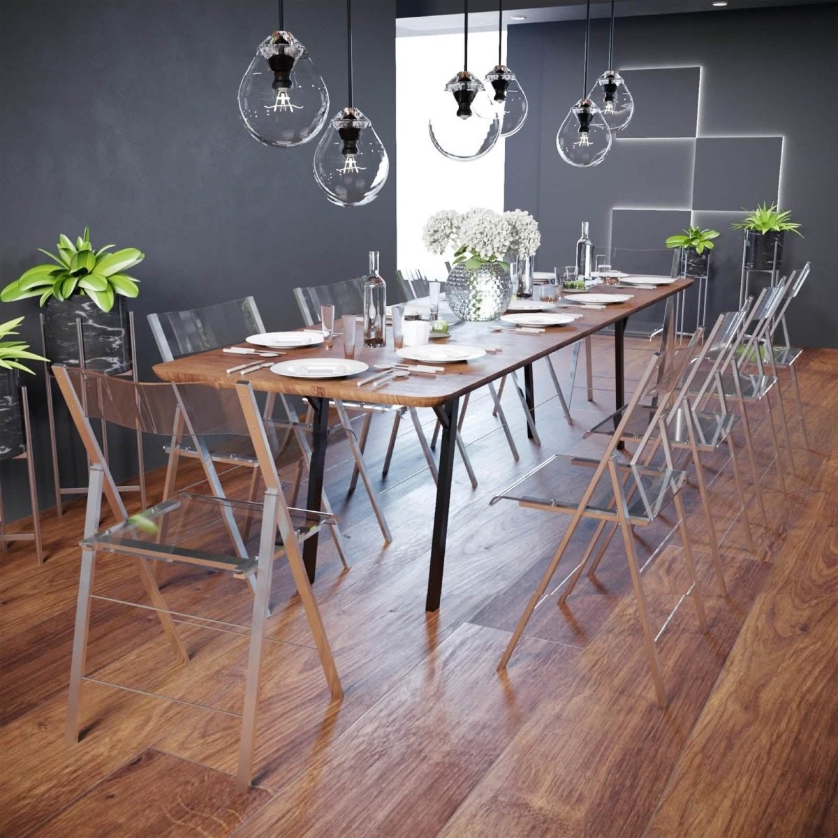 Menno Modern Acrylic Folding Chair Leisuremod