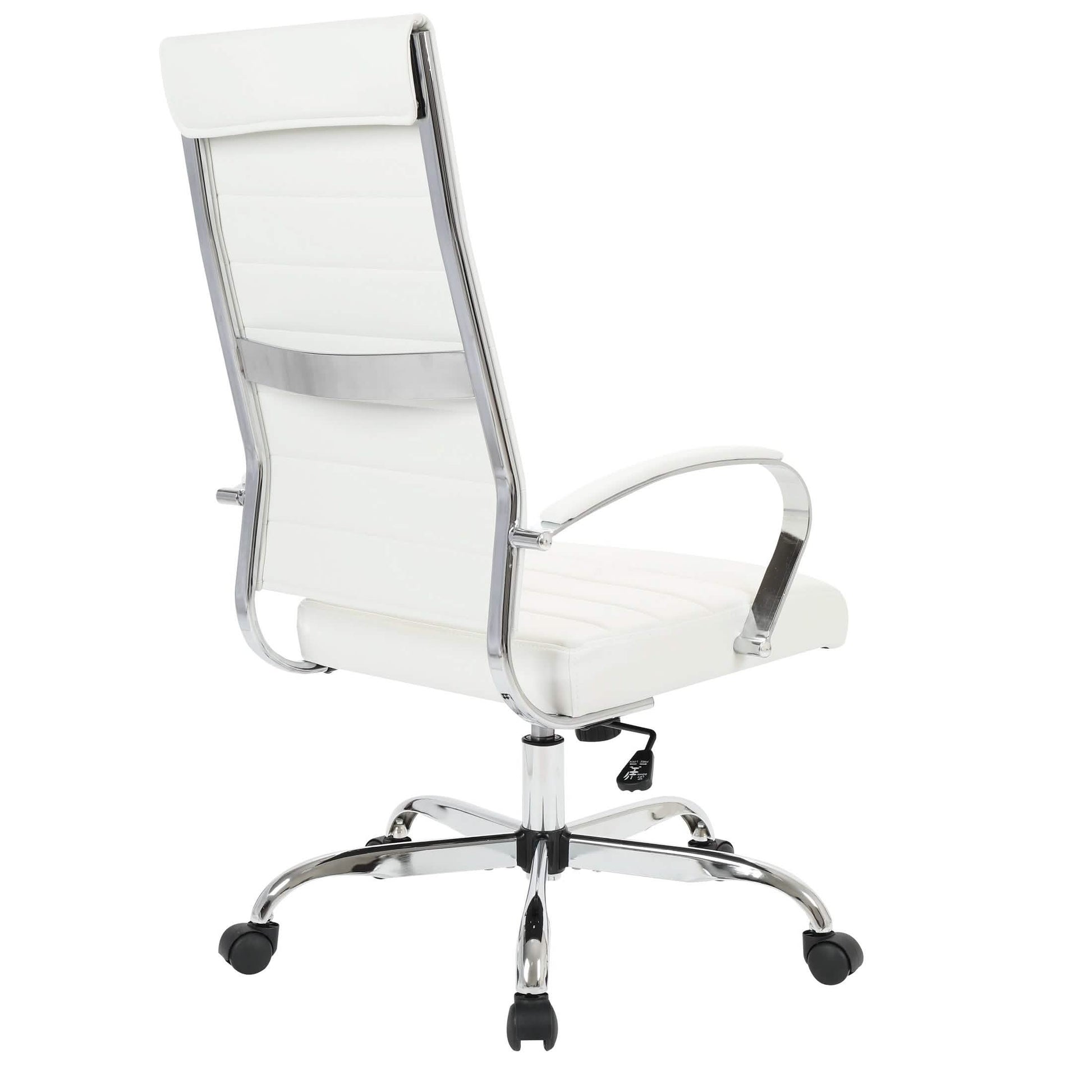 Benmar High-Back Leather Adjustable Office Conference Chair Chrome White Office Chair Leisuremod
