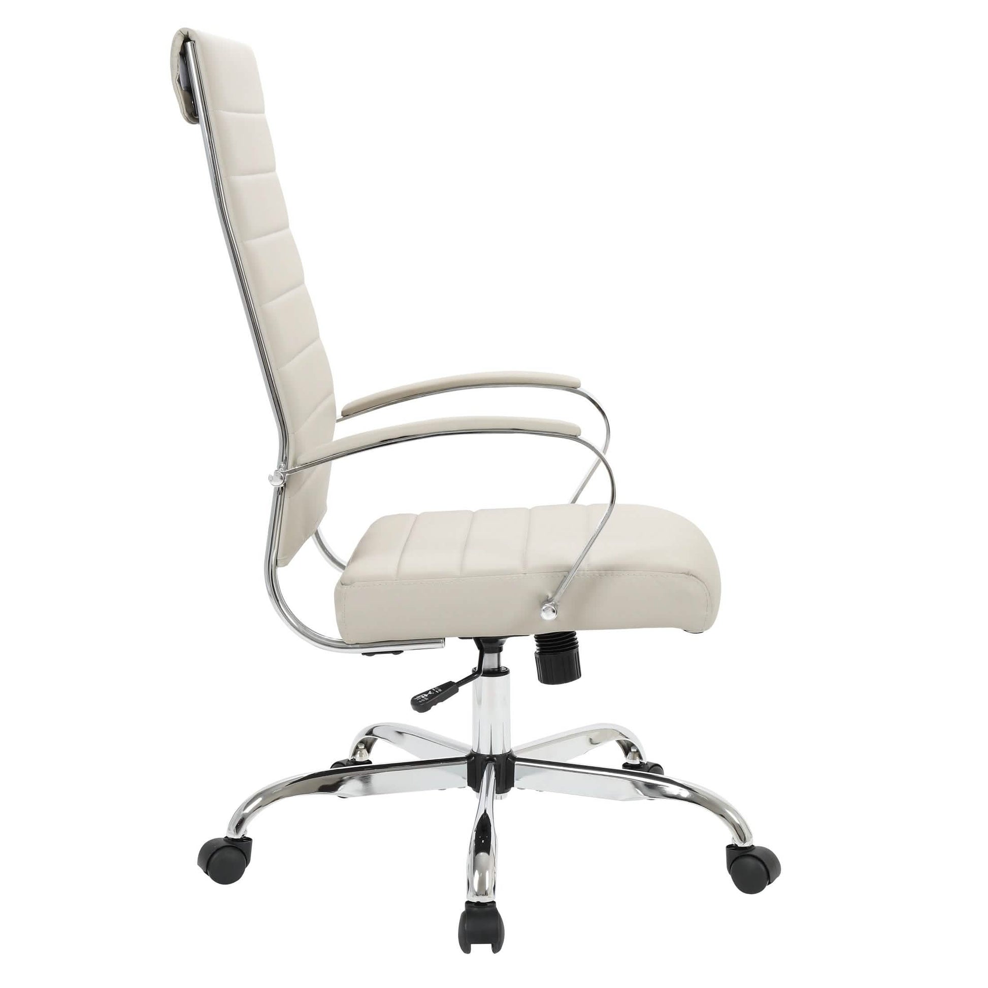 Benmar High-Back Leather Adjustable Office Conference Chair Chrome Tan Office Chair Leisuremod