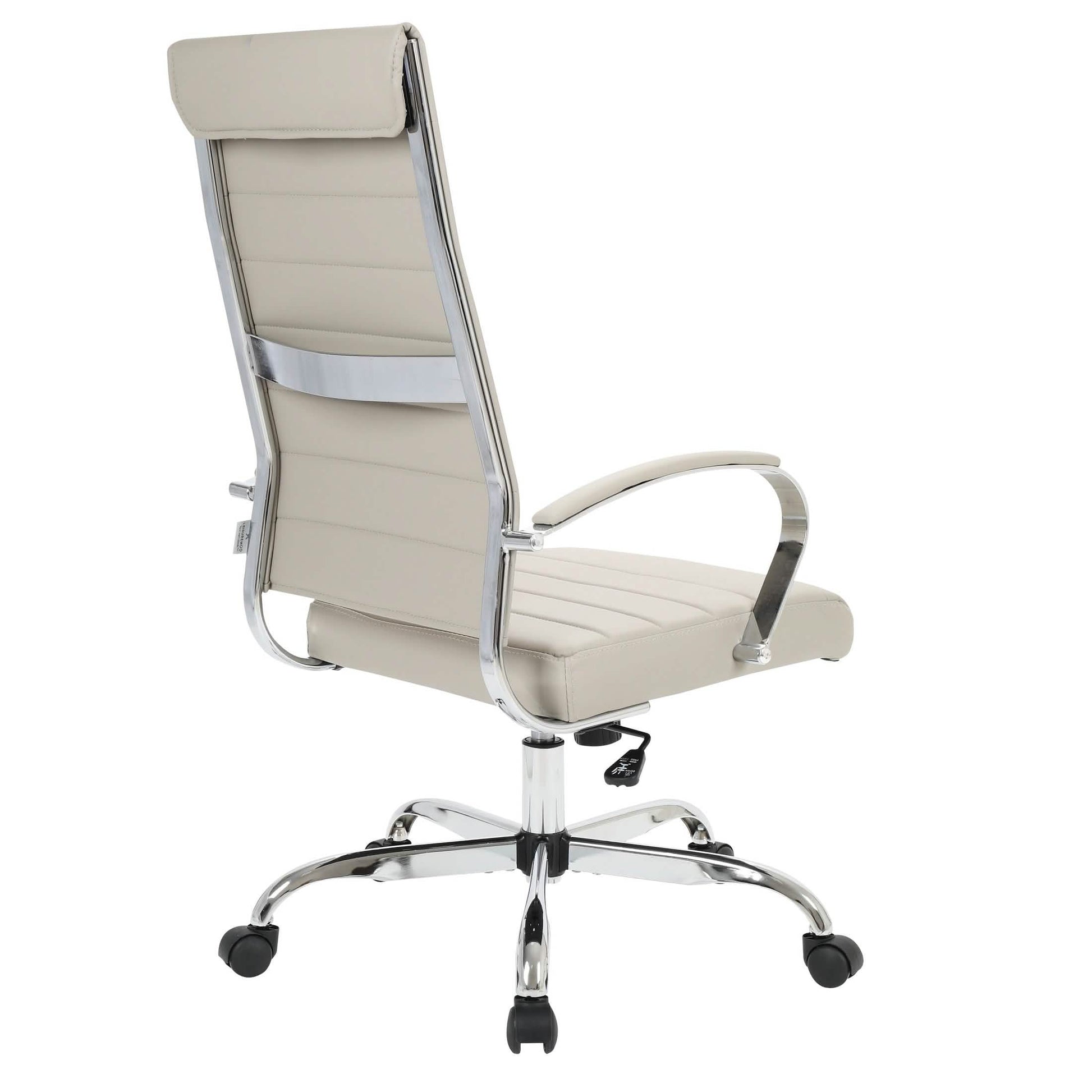 Benmar High-Back Leather Adjustable Office Conference Chair Chrome Tan Office Chair Leisuremod