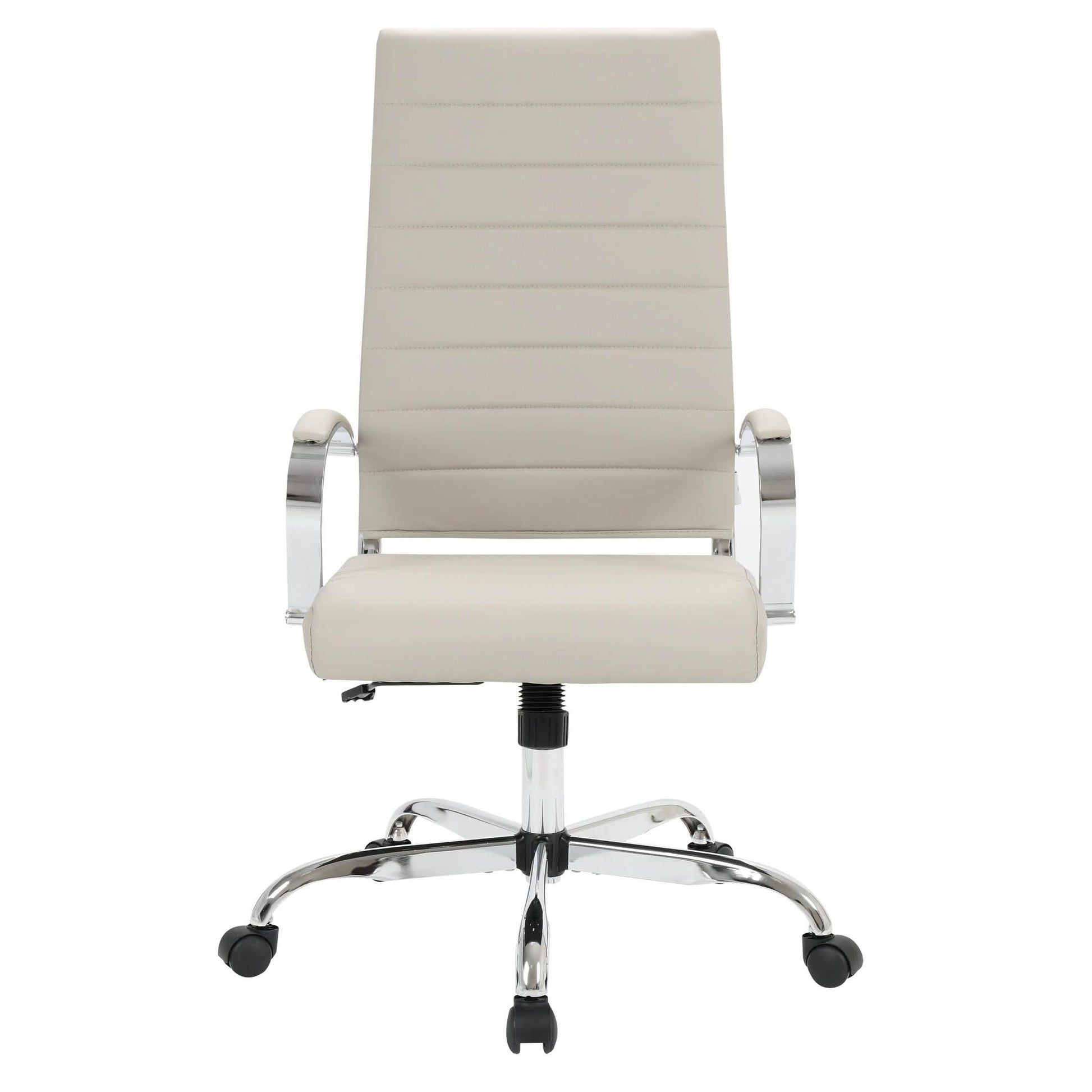Benmar High-Back Leather Adjustable Office Conference Chair Chrome Tan Office Chair Leisuremod