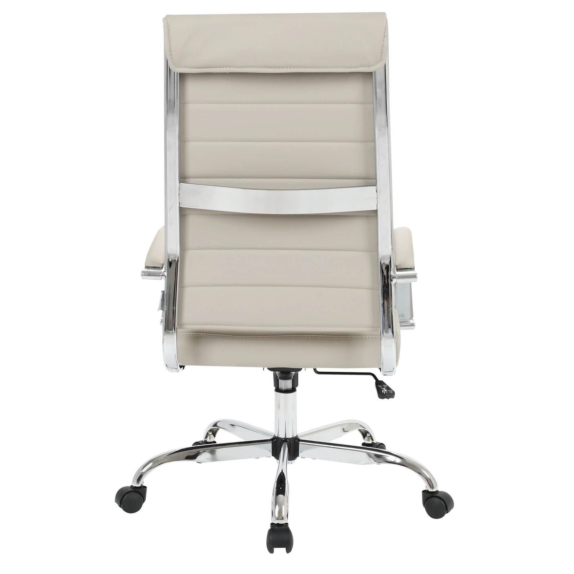 Benmar High-Back Leather Adjustable Office Conference Chair Chrome Tan Office Chair Leisuremod