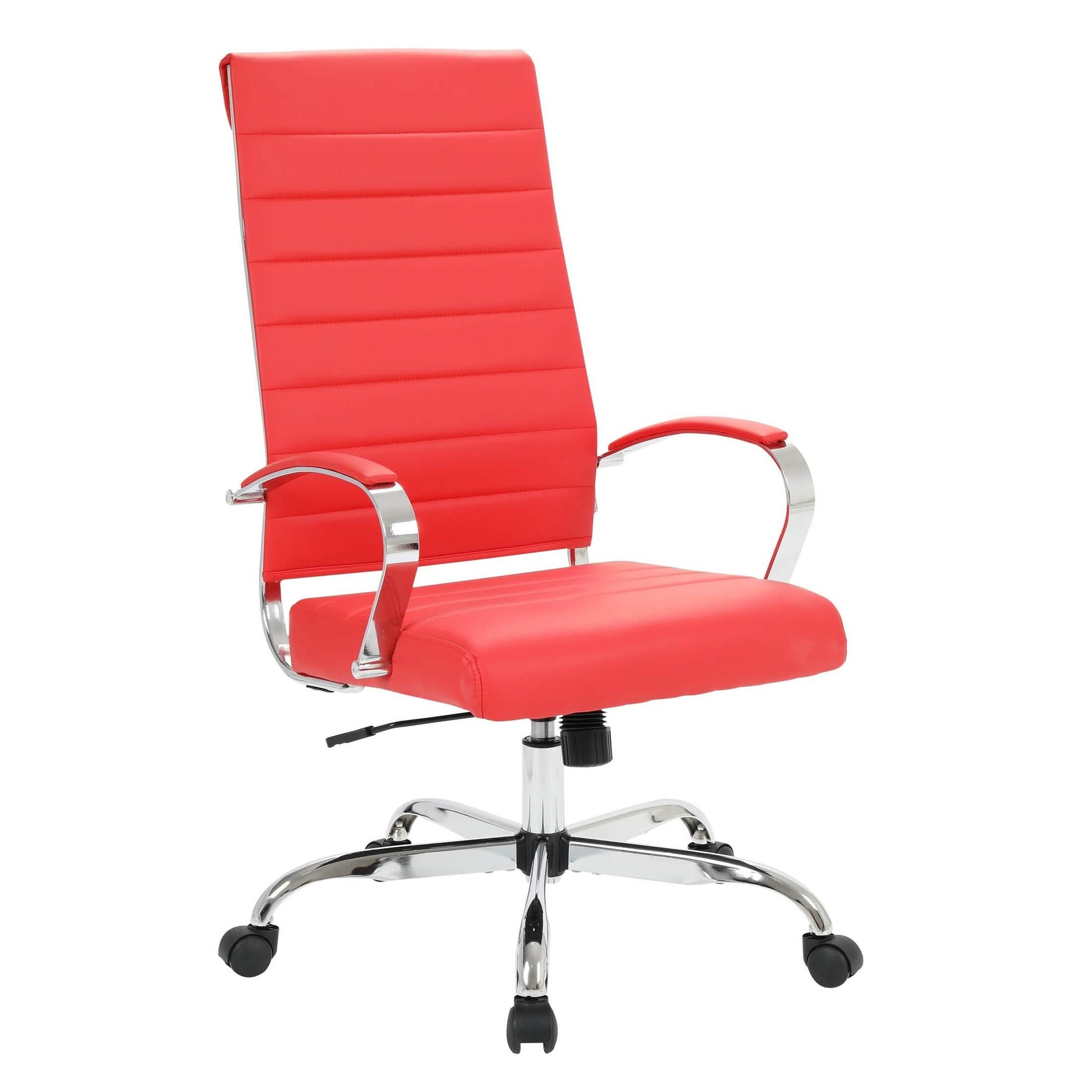 Benmar High-Back Leather Adjustable Office Conference Chair Chrome Green Office Chair Leisuremod