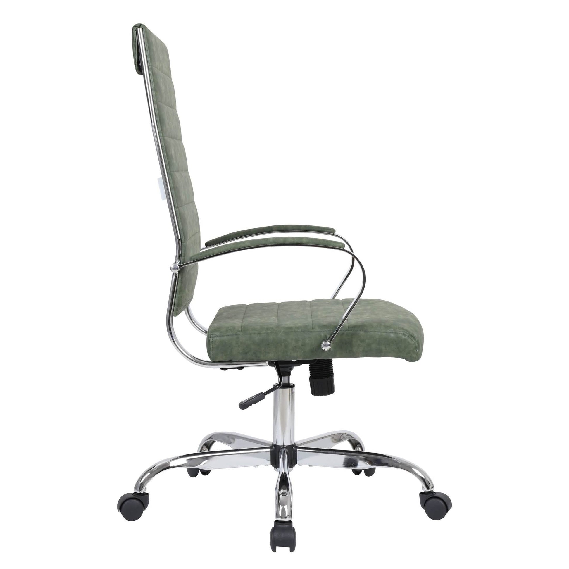 Benmar High-Back Leather Adjustable Office Conference Chair Chrome Green Office Chair Leisuremod