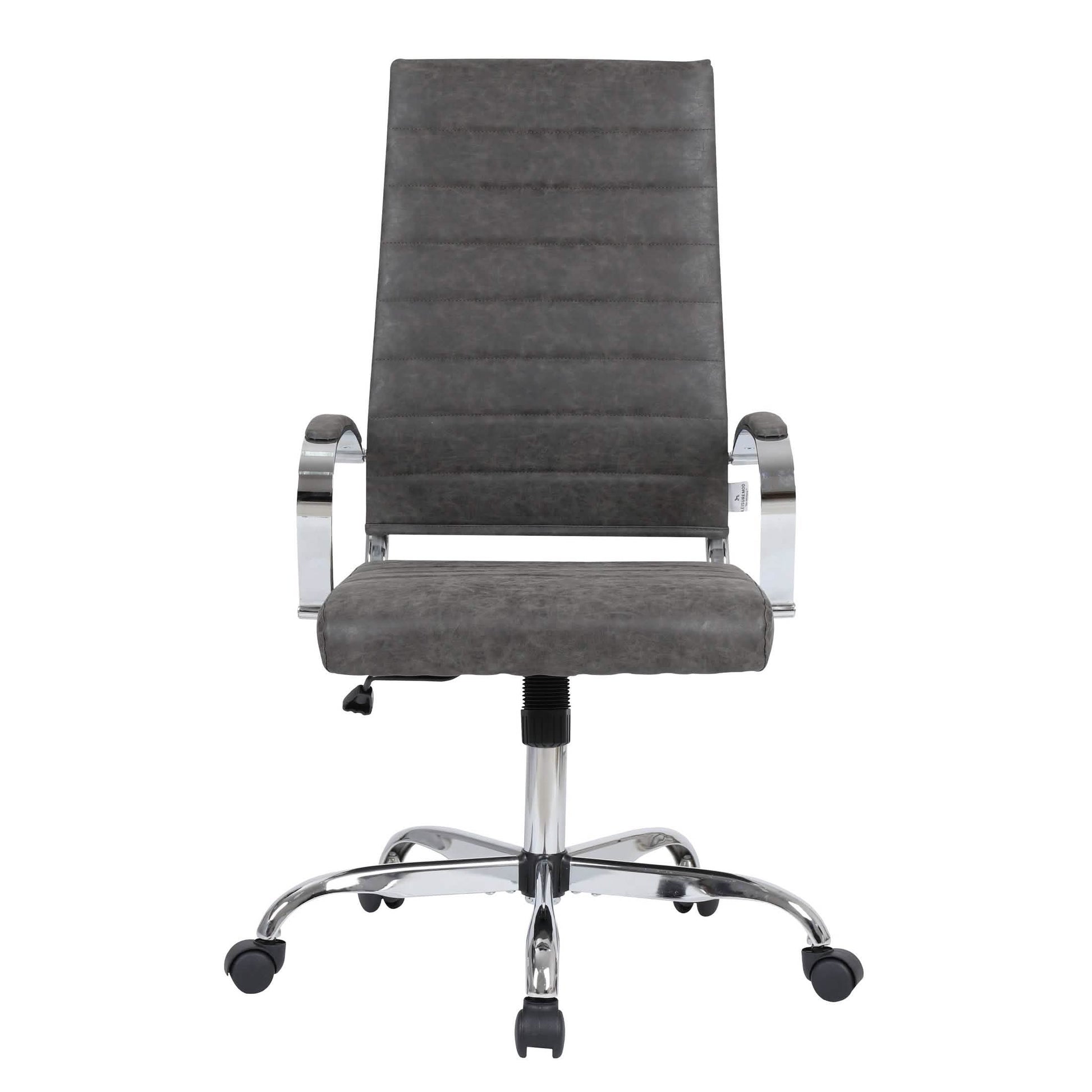Benmar High-Back Leather Adjustable Office Conference Chair Chrome Charcoal Office Chair Leisuremod