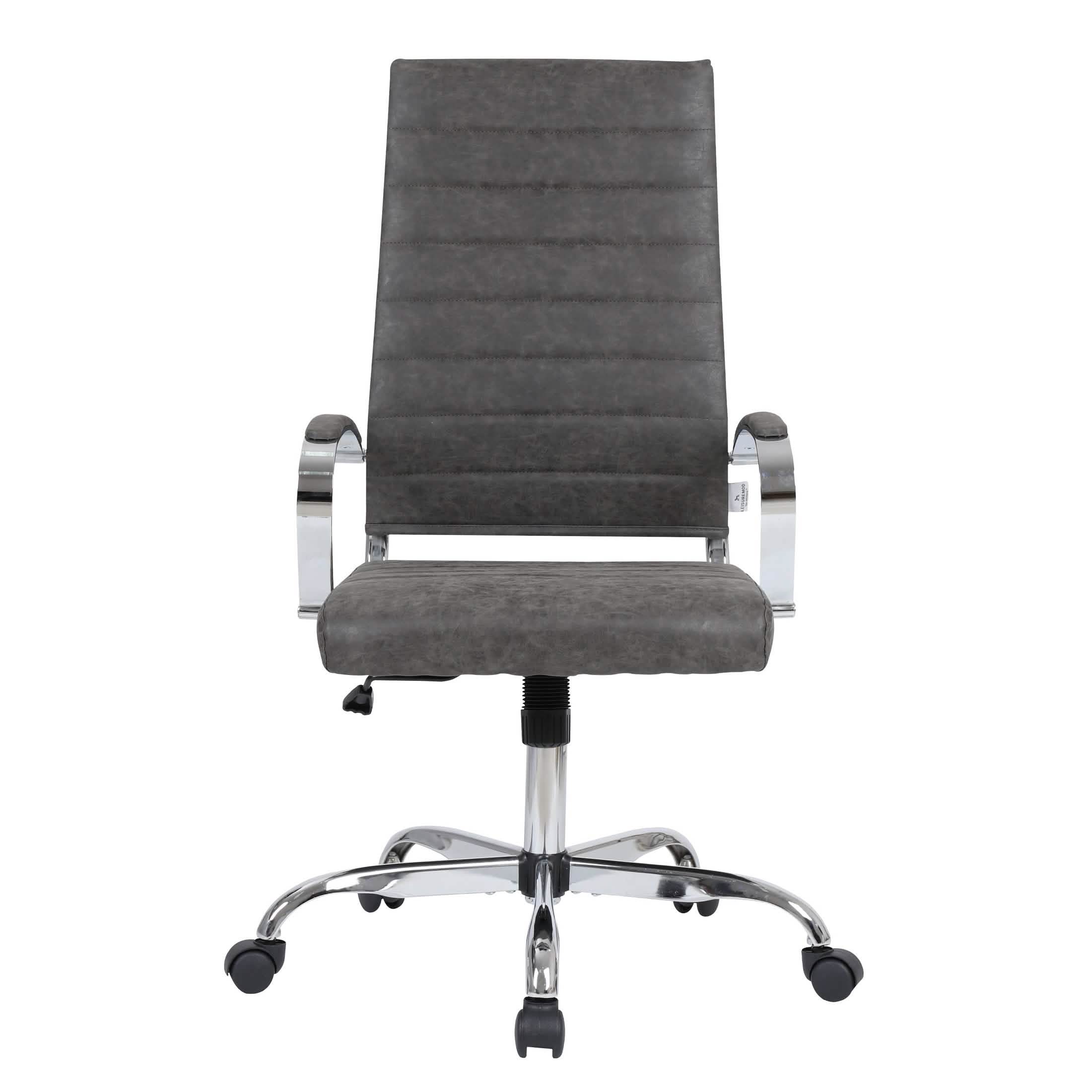 Benmar High-Back Leather Adjustable Office Conference Chair Chrome Charcoal Office Chair Leisuremod