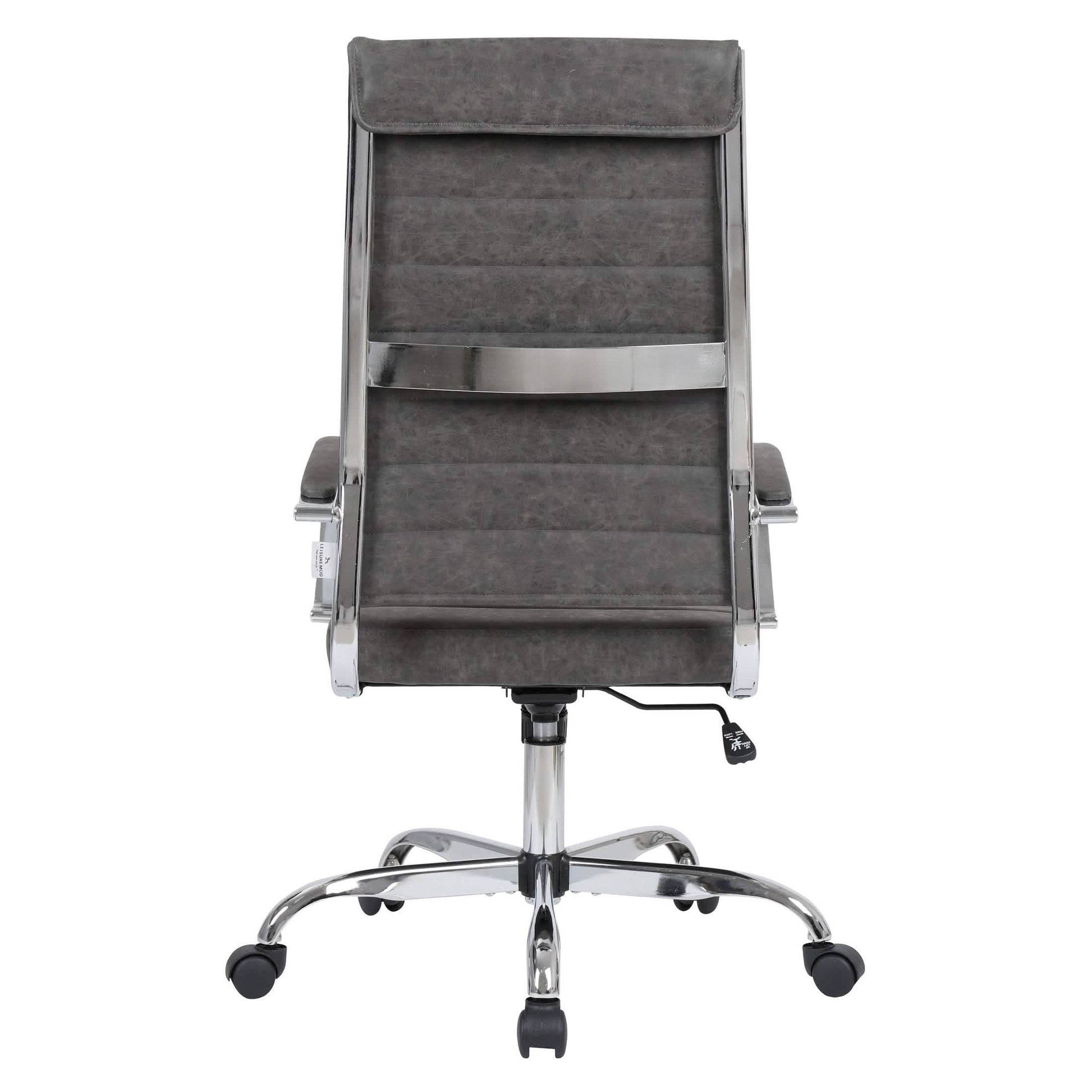 Benmar High-Back Leather Adjustable Office Conference Chair Chrome Charcoal Office Chair Leisuremod