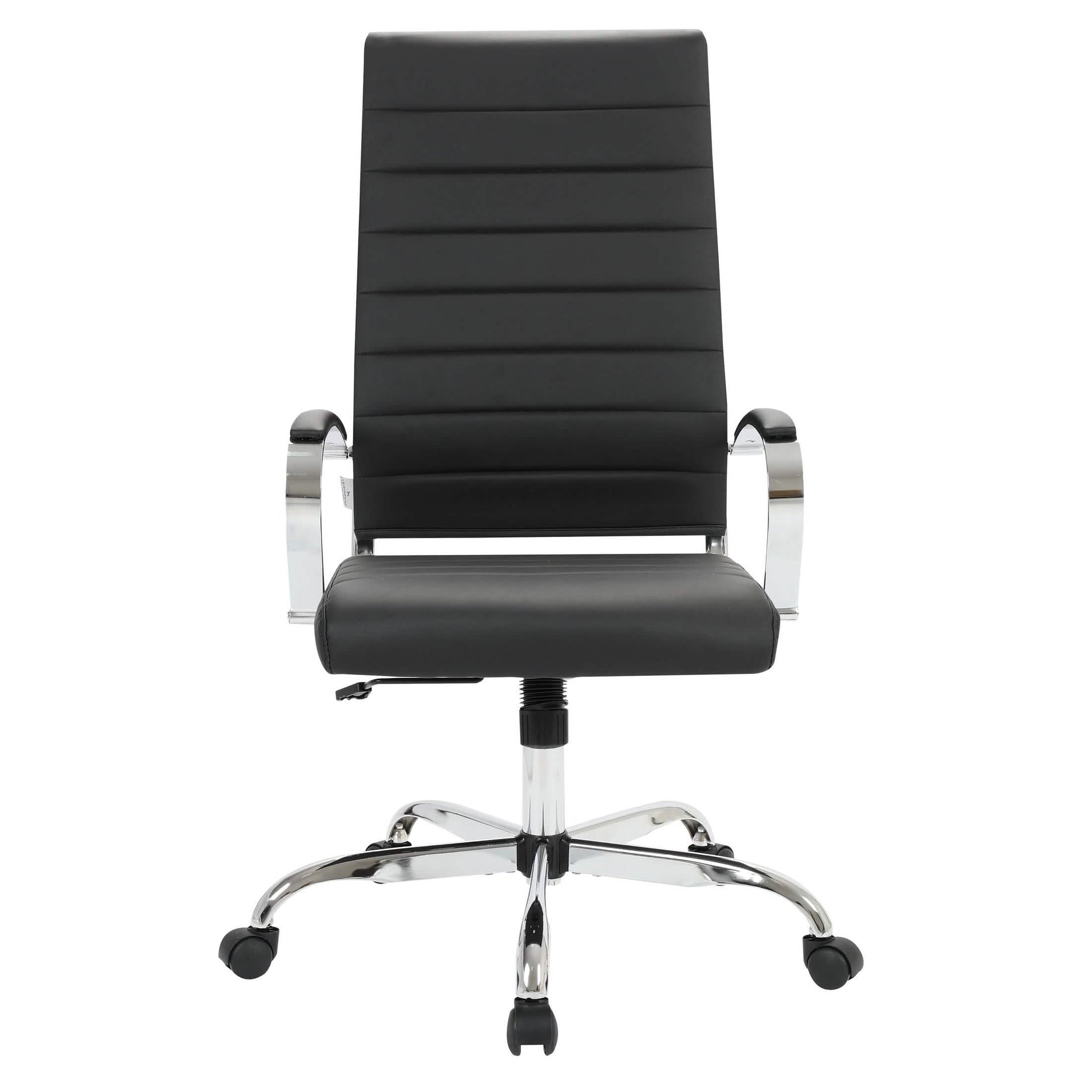 Benmar High-Back Leather Adjustable Office Conference Chair Chrome Black Office Chair Leisuremod