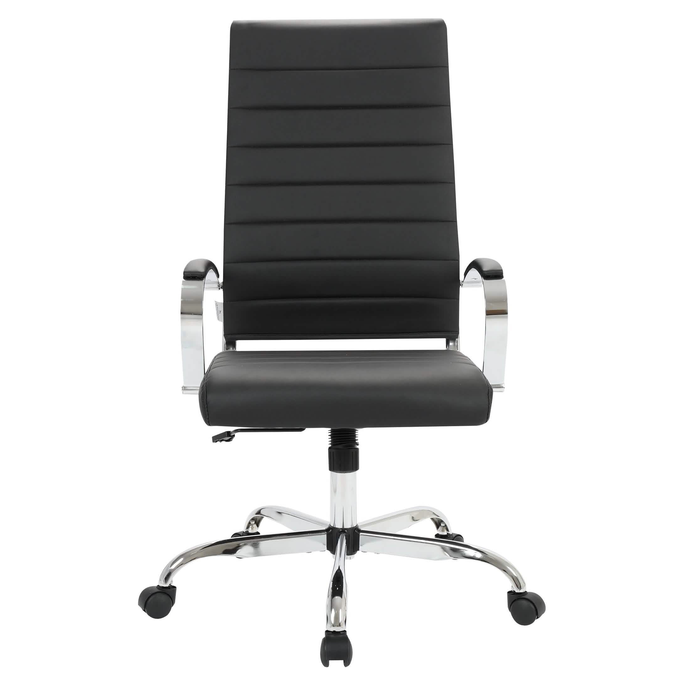 Benmar High-Back Leather Adjustable Office Conference Chair Chrome Black Office Chair Leisuremod