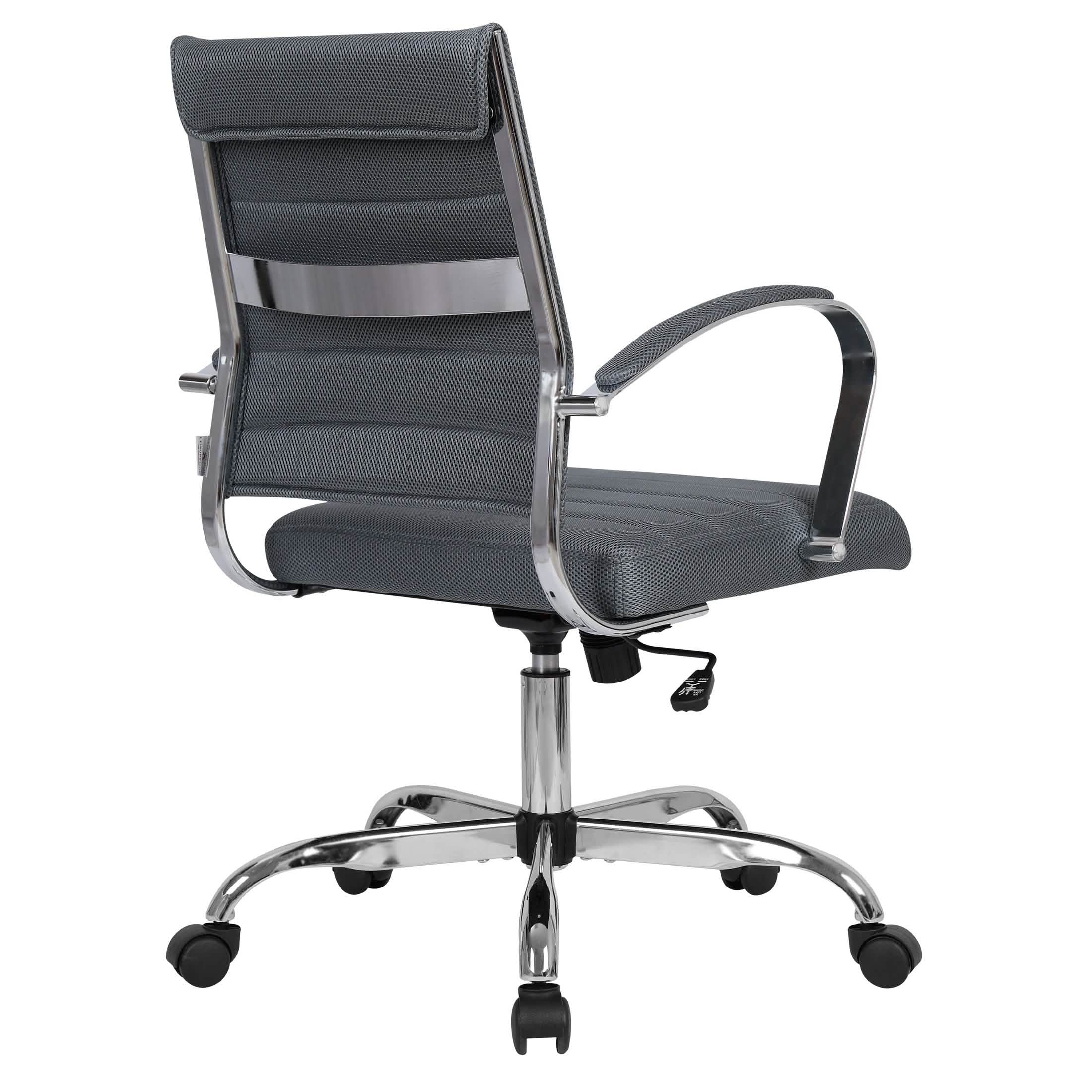 Benmar Mid-Back Mesh Adjustable Office Conference Chair Grey Office Chair Leisuremod