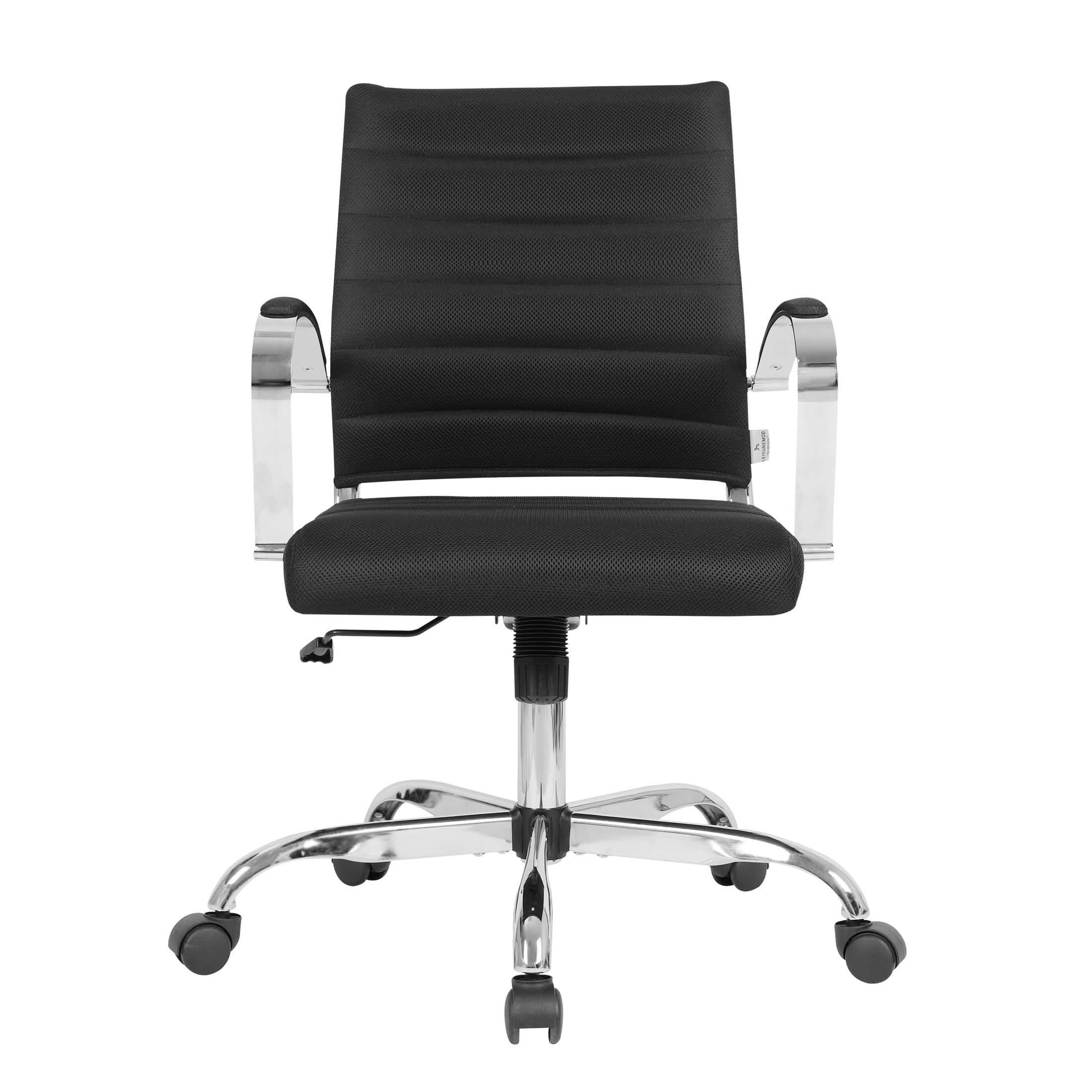 Benmar Mid-Back Mesh Adjustable Office Conference Chair Black Office Chair Leisuremod