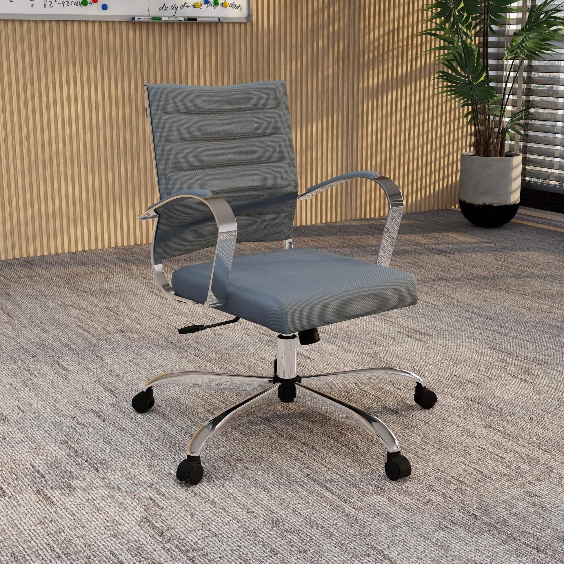 Benmar Mid-Back Mesh Adjustable Office Conference Chair Grey Office Chair Leisuremod