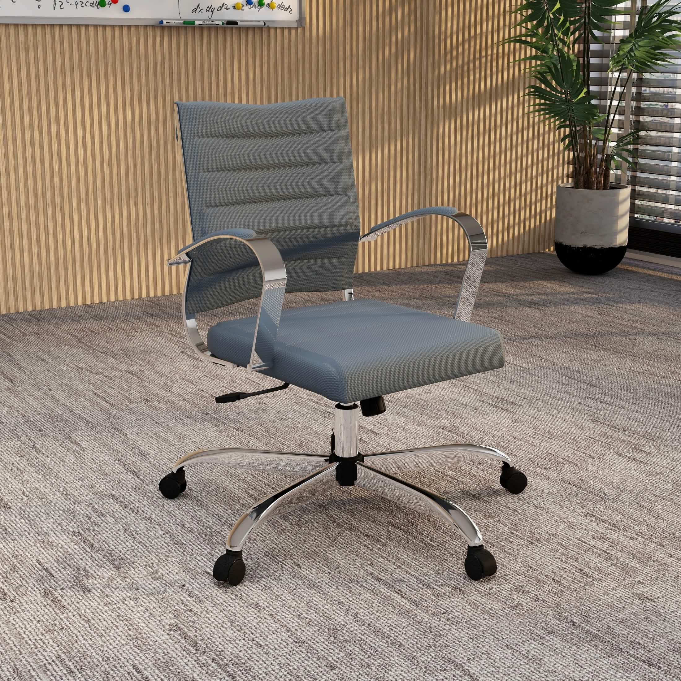 Benmar Mid-Back Mesh Adjustable Office Conference Chair Grey Office Chair Leisuremod