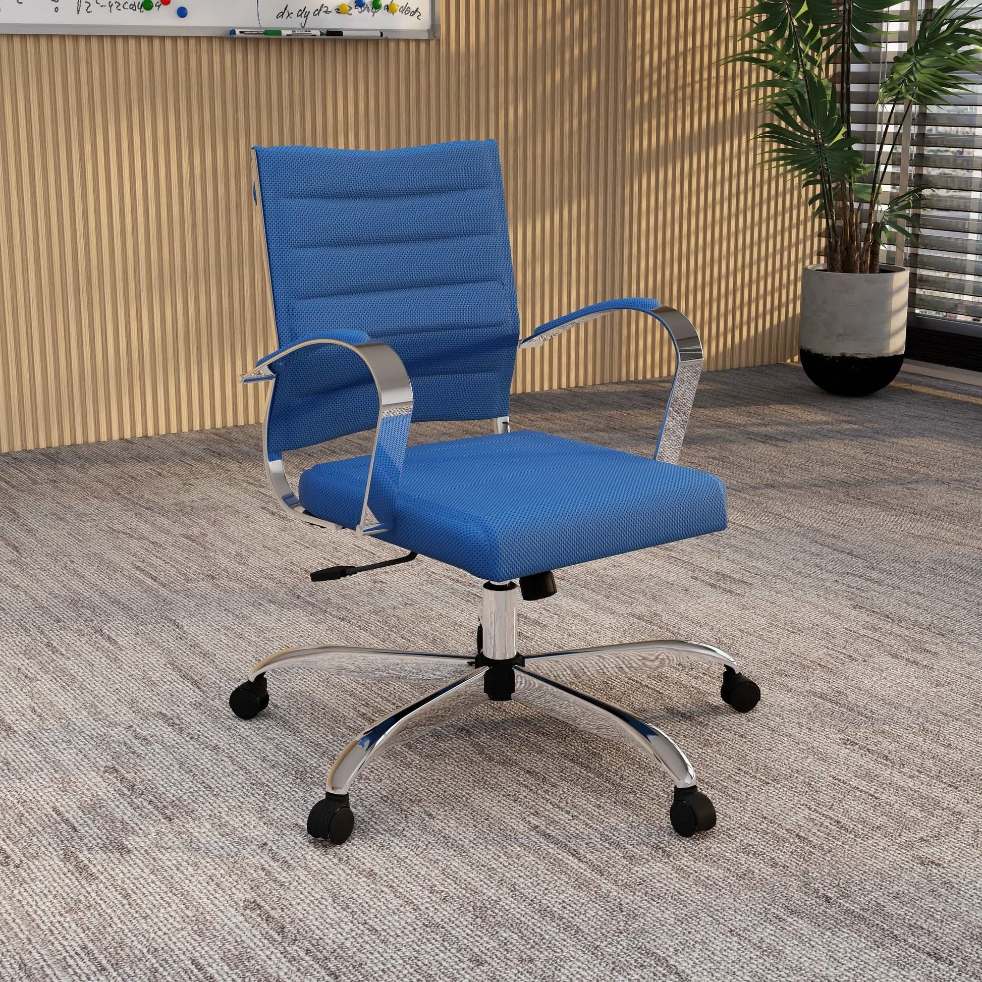 Benmar Mid-Back Mesh Adjustable Office Conference Chair Navy Blue Office Chair Leisuremod