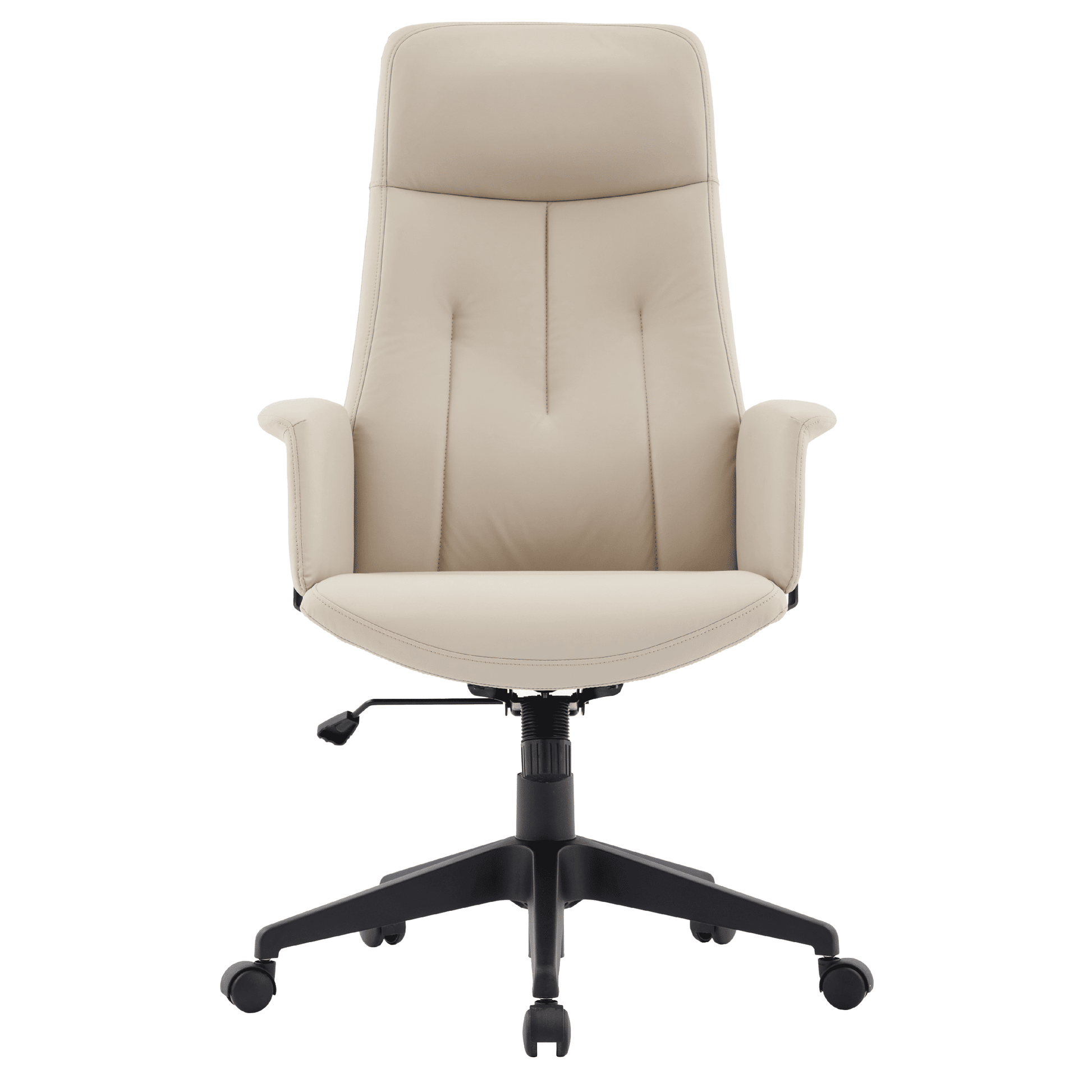 Inifini High-Back Leather Ergonomic Office Chair With Lumbar Support, Adjustable Hight and Swivel Tan Office Chair Leisuremod