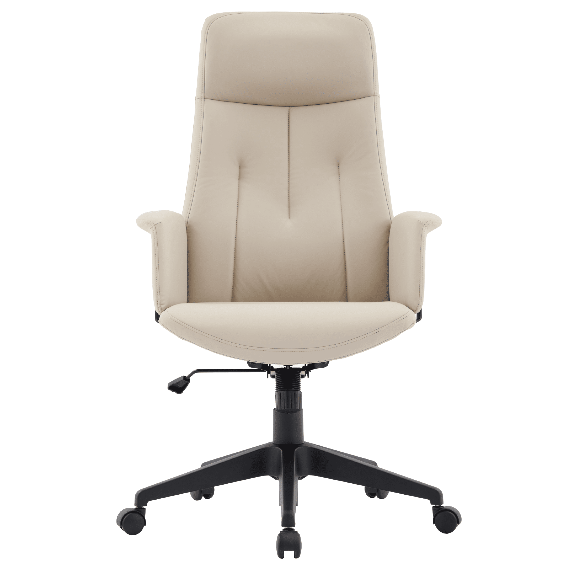 Inifini High-Back Leather Ergonomic Office Chair With Lumbar Support, Adjustable Hight and Swivel Tan Office Chair Leisuremod