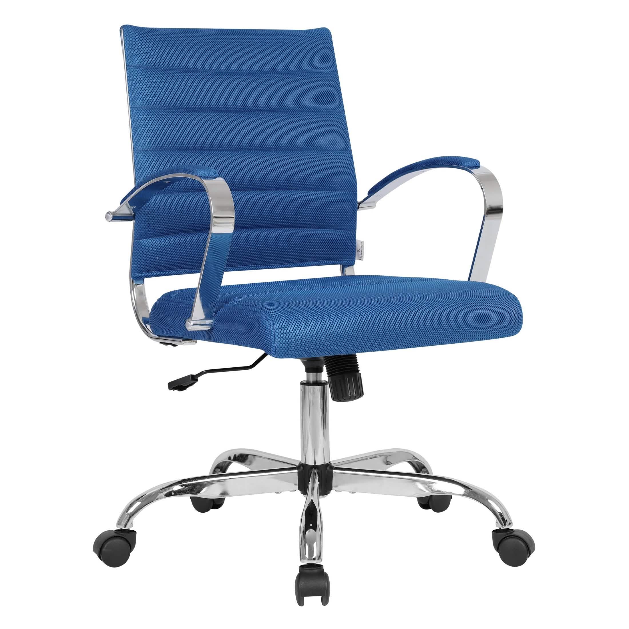 Benmar Mid-Back Mesh Adjustable Office Conference Chair Navy Blue Office Chair Leisuremod