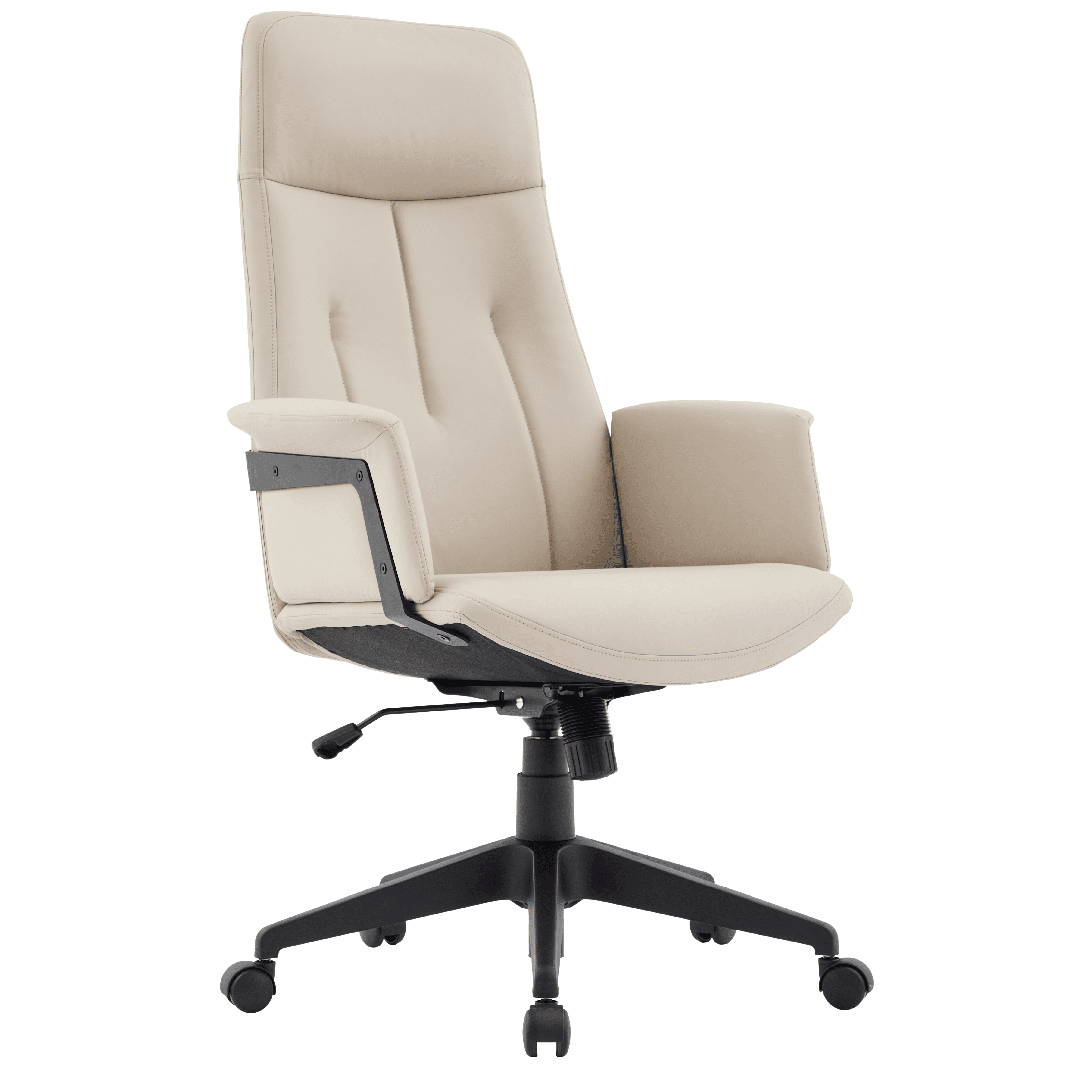 Inifini High-Back Leather Ergonomic Office Chair With Lumbar Support, Adjustable Hight and Swivel Tan Office Chair Leisuremod