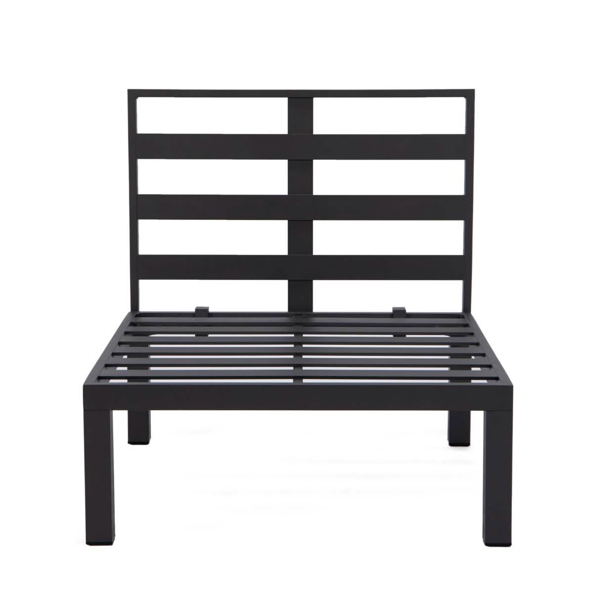 Hamilton 4-Piece Patio Chair Upholstered in Polyester and Powder Coated Aluminum Frame Charcoal Blue Patio Chair Set Leisuremod