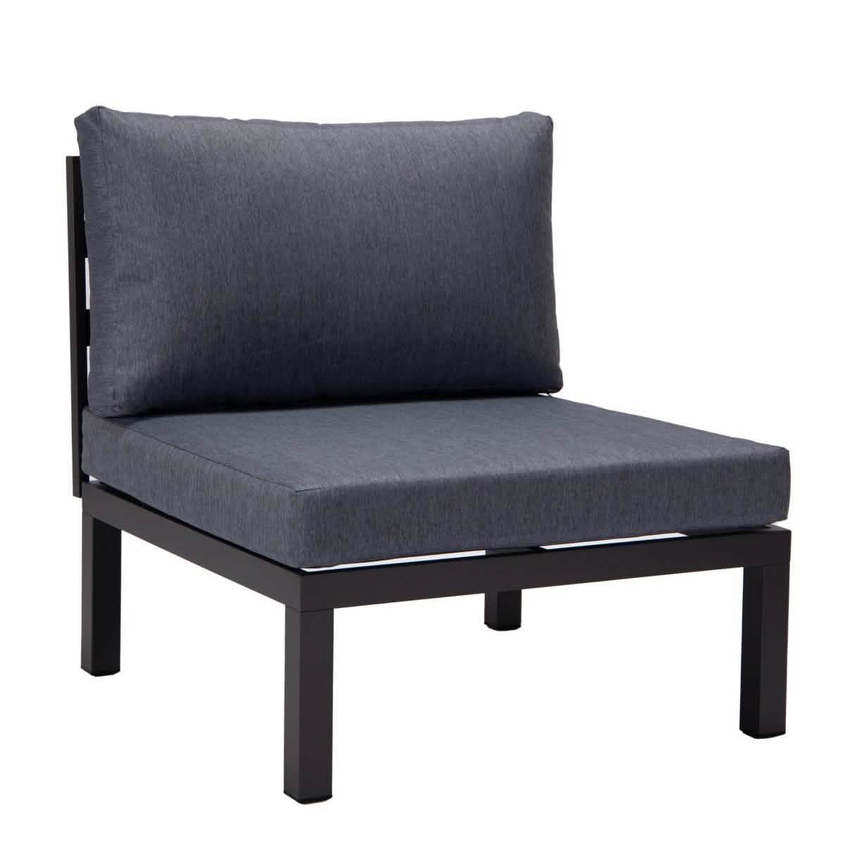 Hamilton 4-Piece Patio Chair Upholstered in Polyester and Powder Coated Aluminum Frame Charcoal Blue Patio Chair Set Leisuremod