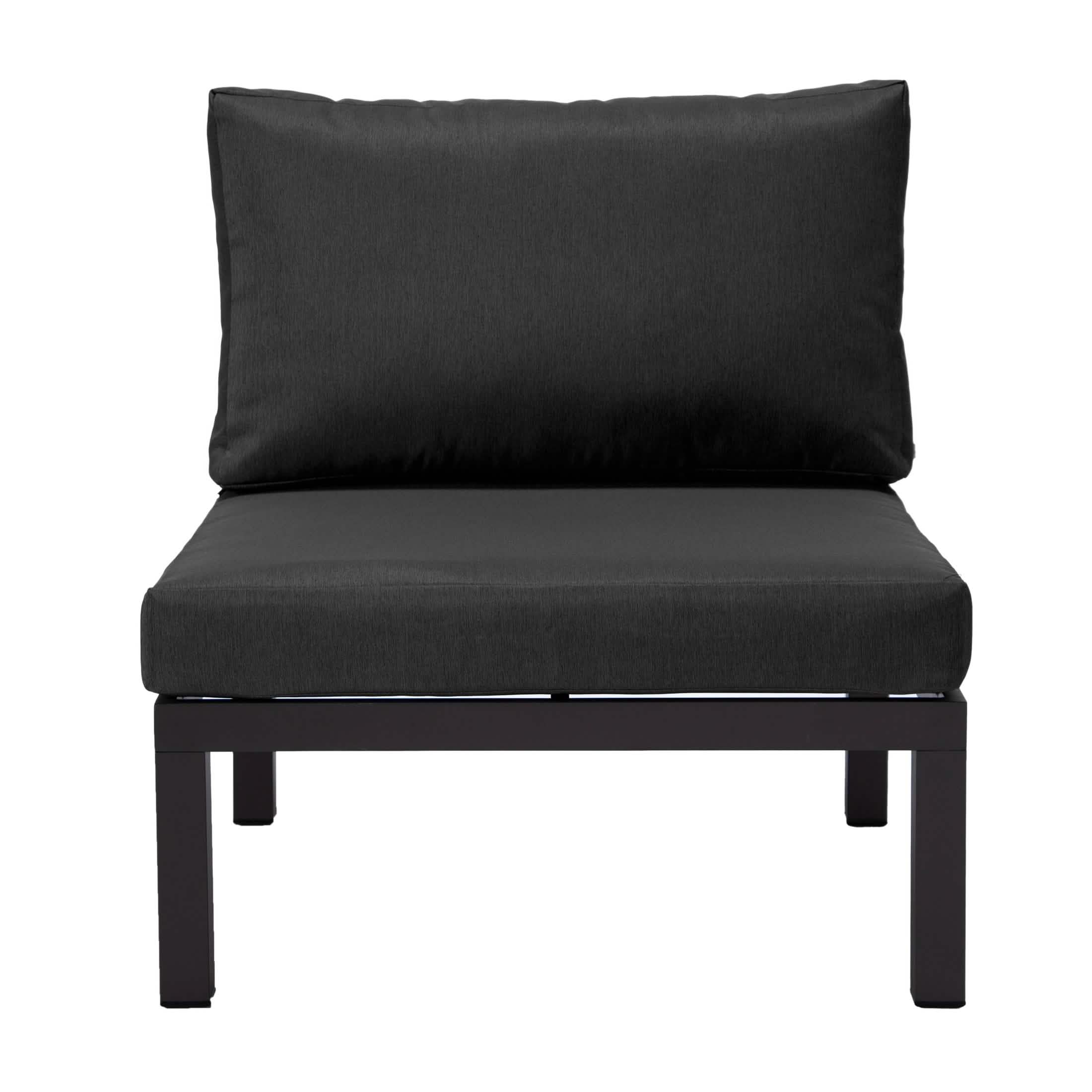 Hamilton 4-Piece Patio Chair Upholstered in Polyester and Powder Coated Aluminum Frame Black Patio Chair Set Leisuremod