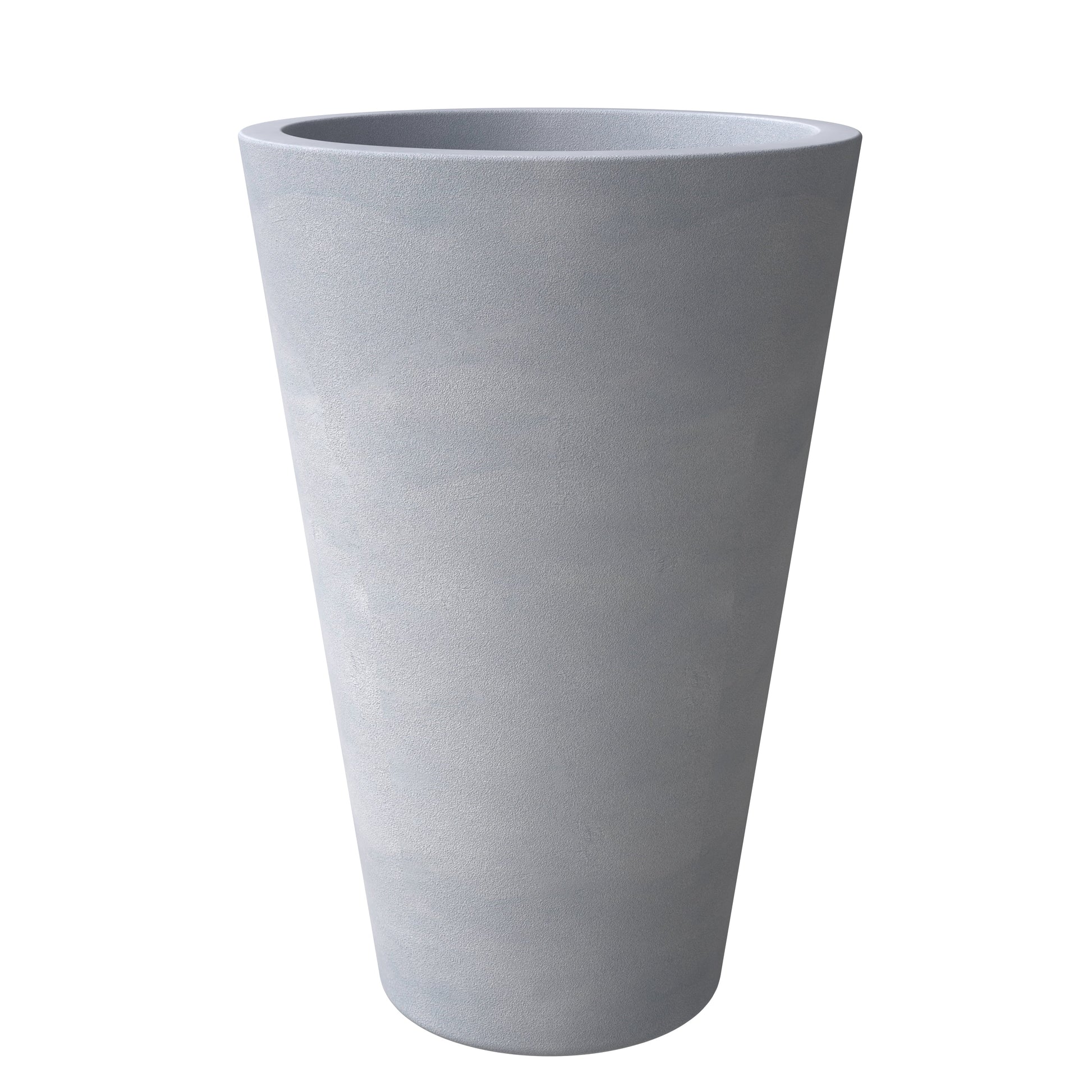Leisuremod Planter 28 Inch / Grey Pebble Modern Fiberstone and MGO Clay Tapered Round Planter for Indoor and Outdoor