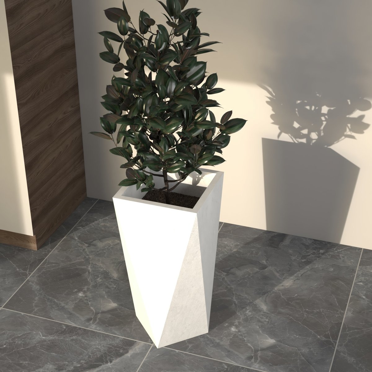 Leisuremod Planter Aloe Tapered Square Fiberstone And MGO Clay Planter For Indoor And Outdoor