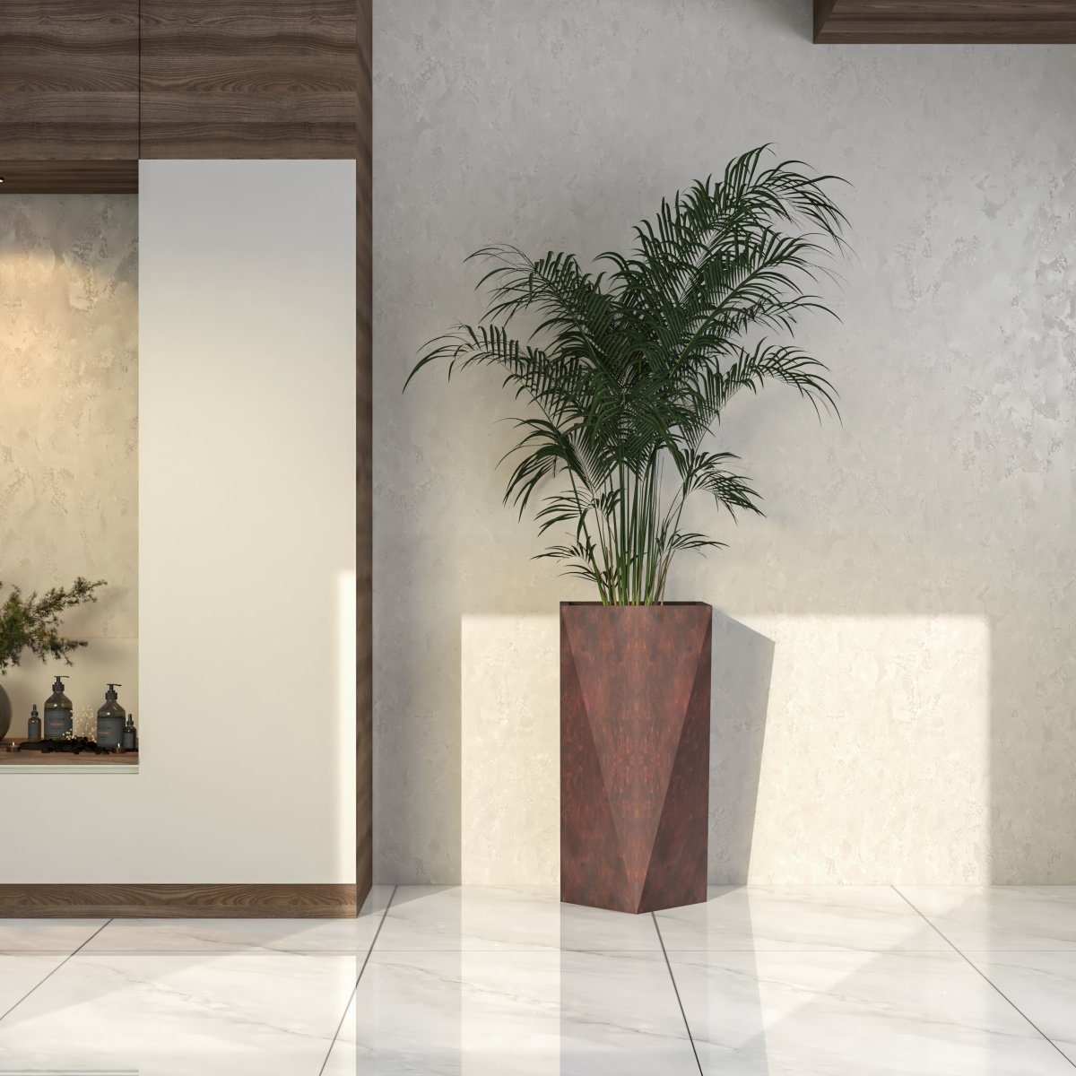 Leisuremod Planter Aloe Tapered Square Fiberstone And MGO Clay Planter For Indoor And Outdoor