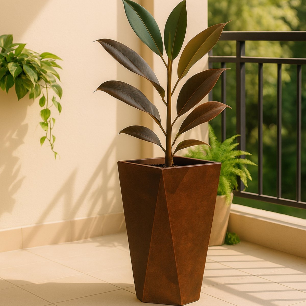 Leisuremod Planter Aloe Tapered Square Fiberstone And MGO Clay Planter For Indoor And Outdoor