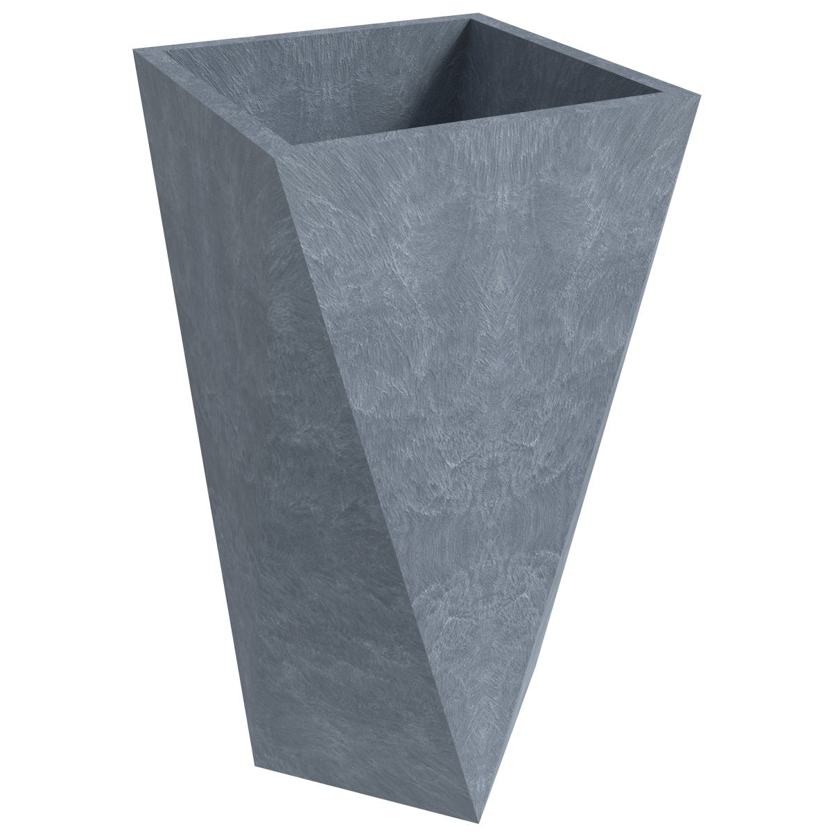 Leisuremod Planter Grey / 35 Inch Aloe Tapered Square Fiberstone And MGO Clay Planter For Indoor And Outdoor