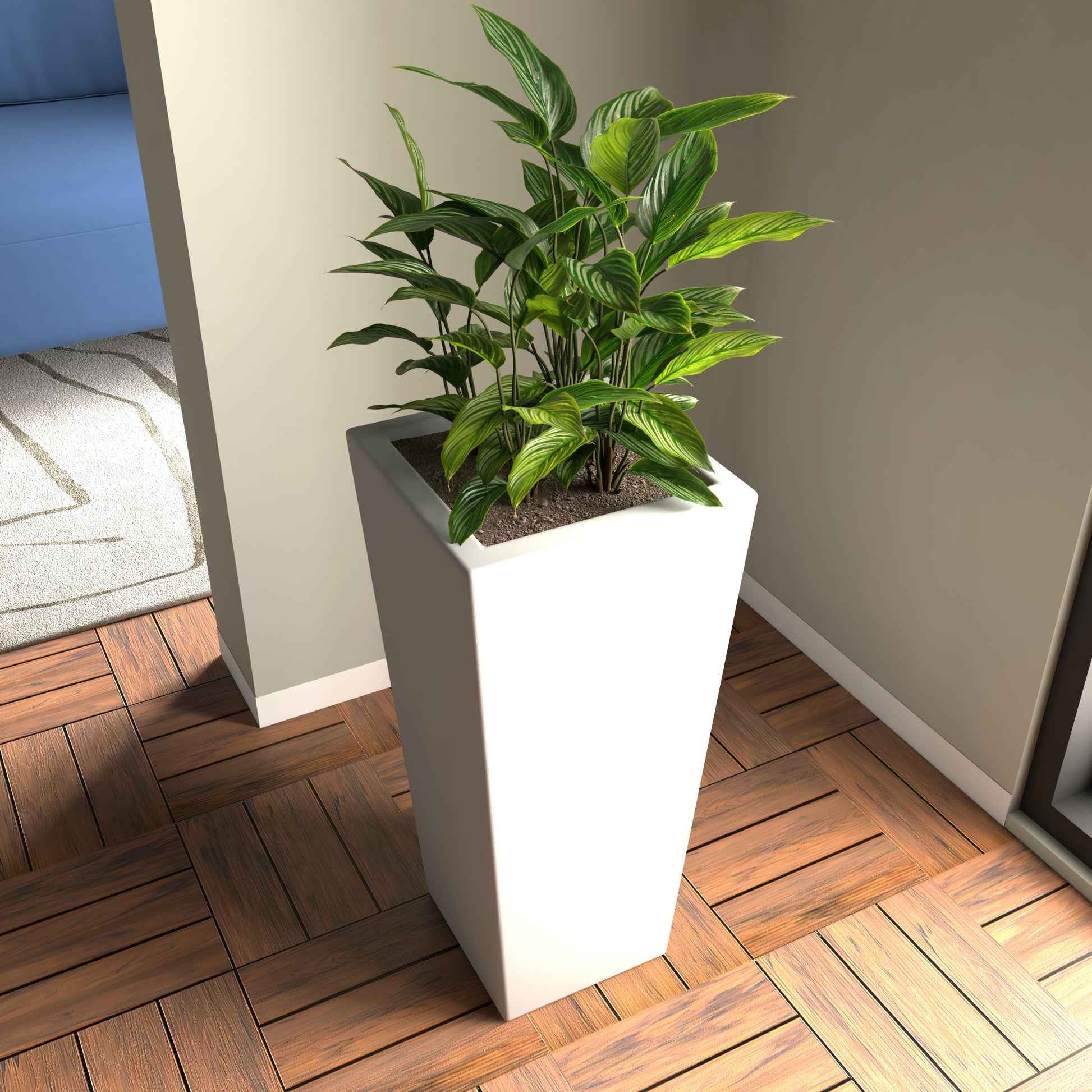 Leisuremod Planter Orna Fiberstone and MgO Clay Weather-Resistant Tapered Square Planter for Home and Garden