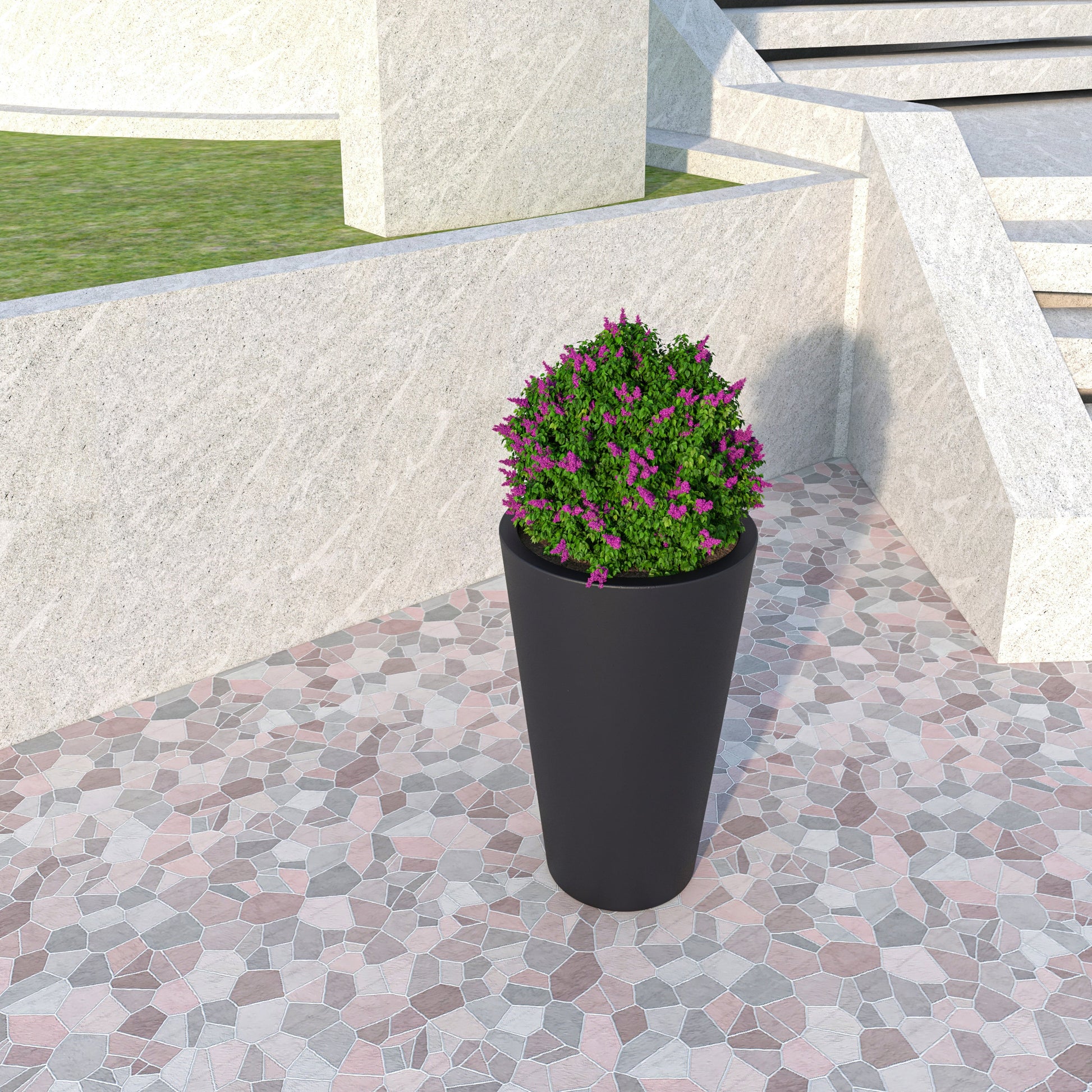 Leisuremod Planter Pebble Modern Fiberstone and MGO Clay Tapered Round Planter for Indoor and Outdoor