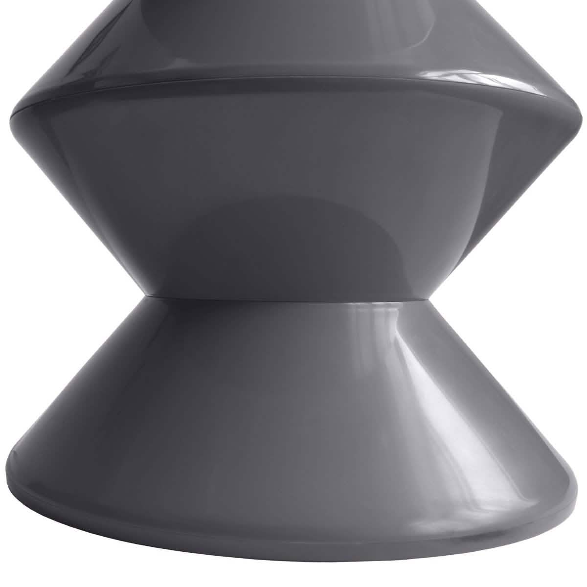 Aura Round Side Table in ABS Plastic With Contemporary Double-Hourglass Design Grey Side Table Leisuremod