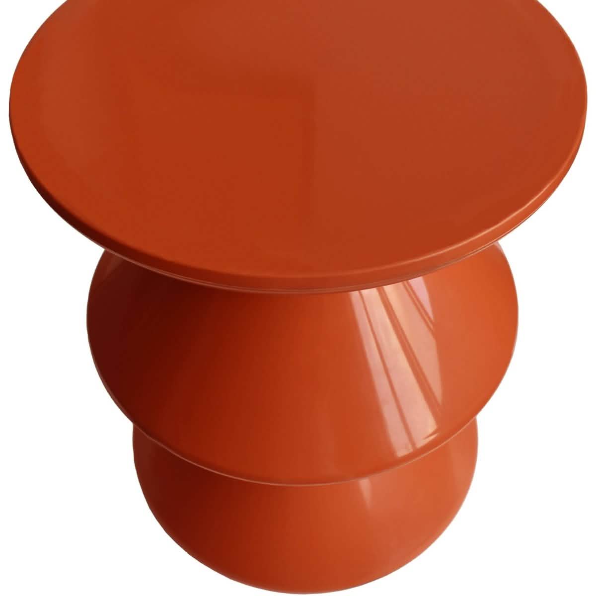 Aura Round Side Table in ABS Plastic With Contemporary Double-Hourglass Design Brown Side Table Leisuremod