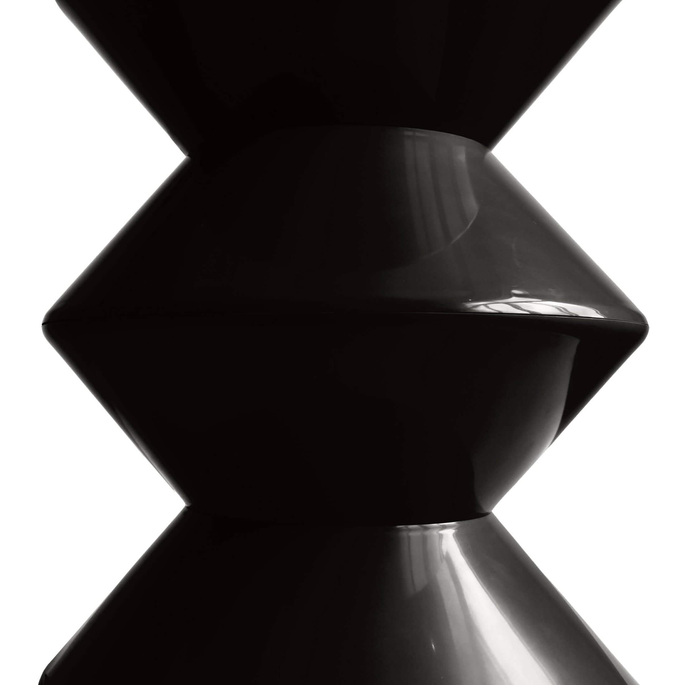 Aura Round Side Table in ABS Plastic With Contemporary Double-Hourglass Design Black Side Table Leisuremod