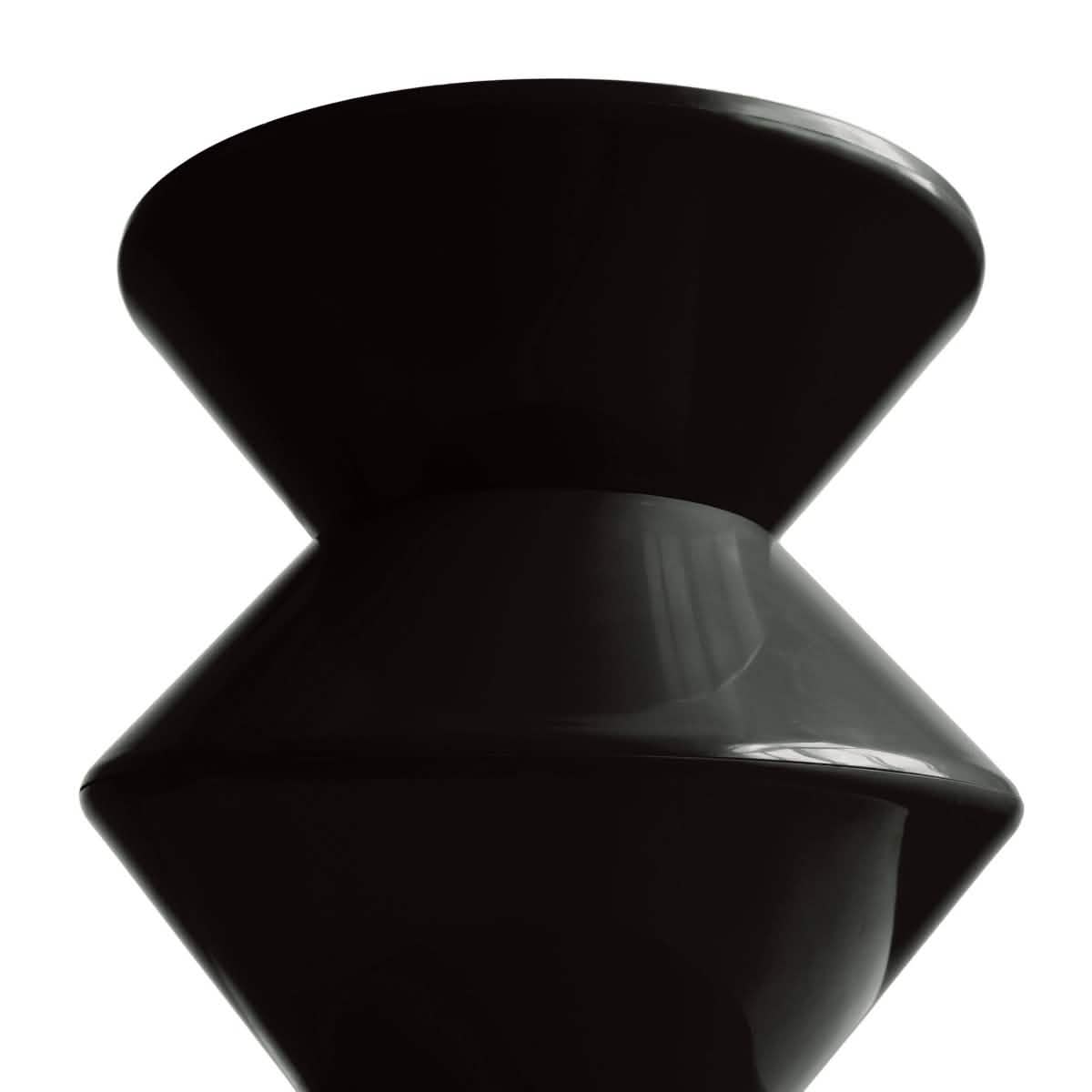 Aura Round Side Table in ABS Plastic With Contemporary Double-Hourglass Design Black Side Table Leisuremod