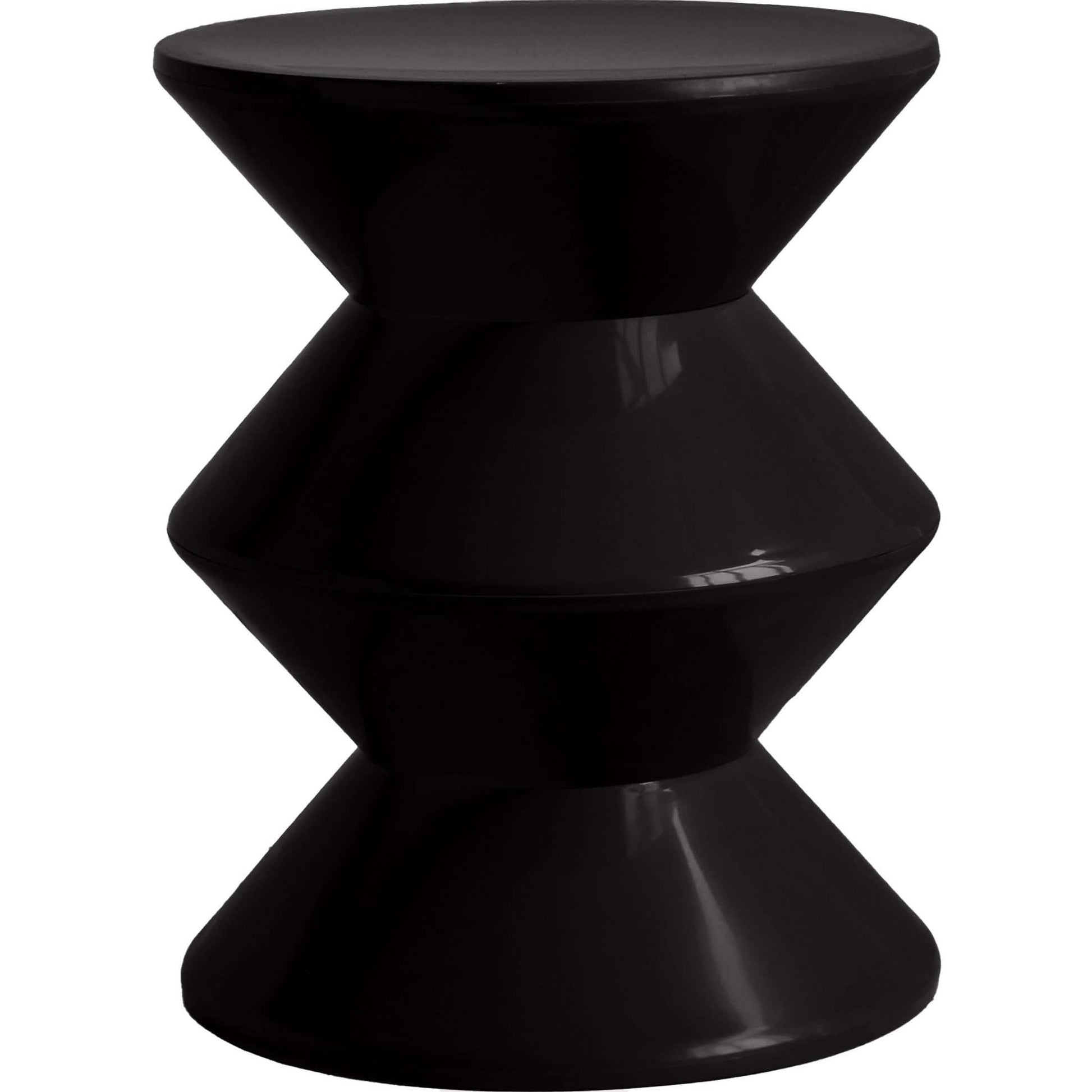 Aura Round Side Table in ABS Plastic With Contemporary Double-Hourglass Design Black Side Table Leisuremod