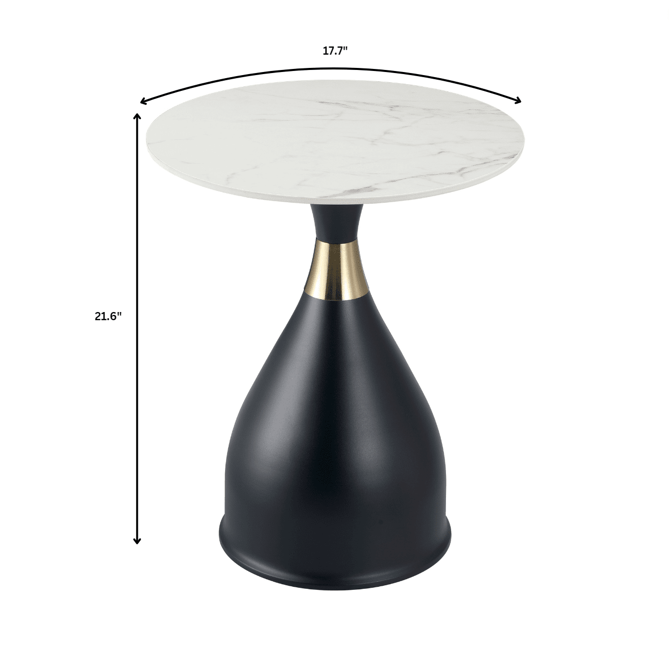 Bento Sintered Stone Top Side Table Round Accent Table Indoor Nightstand with Stainless Steel Black Side Table LeisureMod