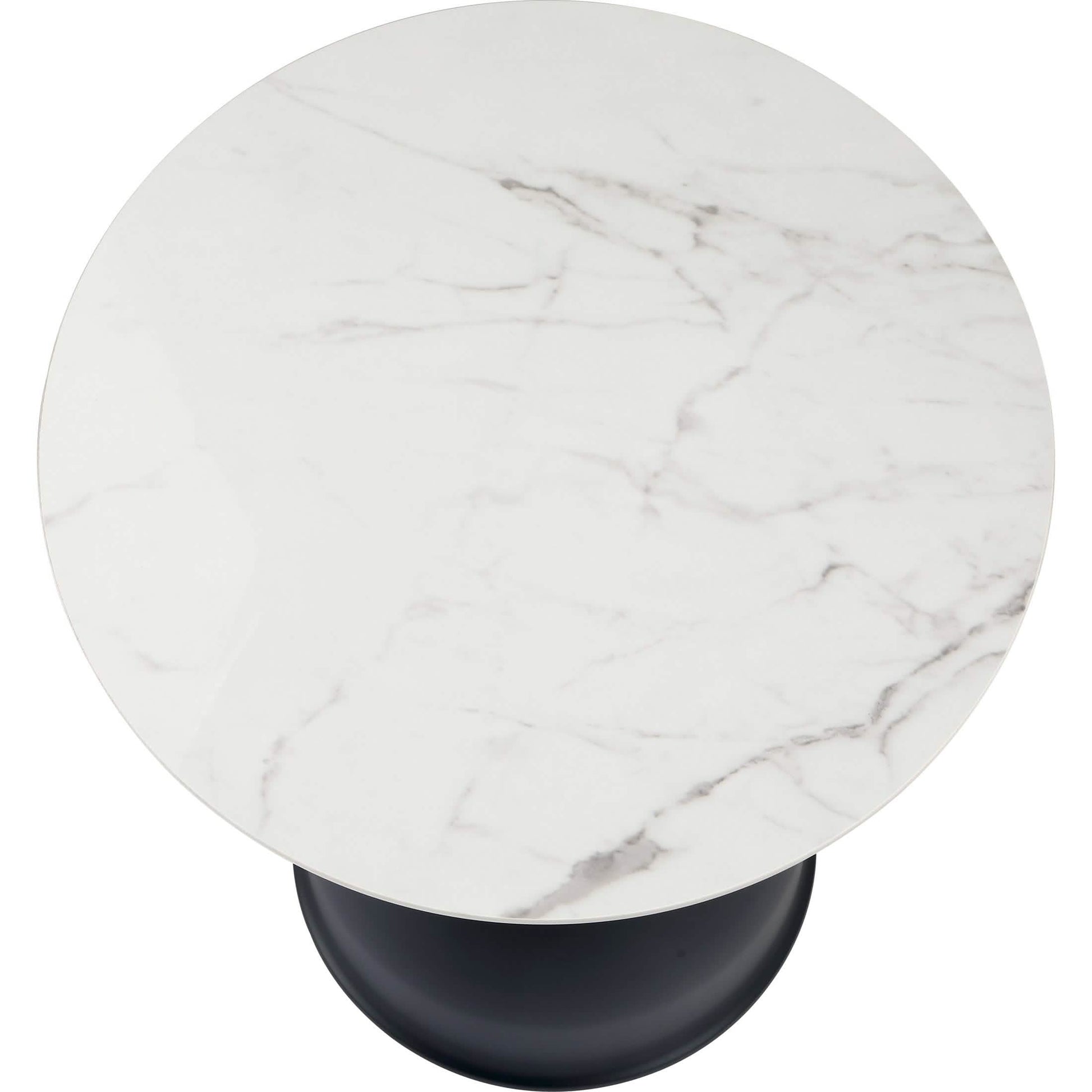 Bento Sintered Stone Top Side Table Round Accent Table Indoor Nightstand with Stainless Steel Black Side Table LeisureMod