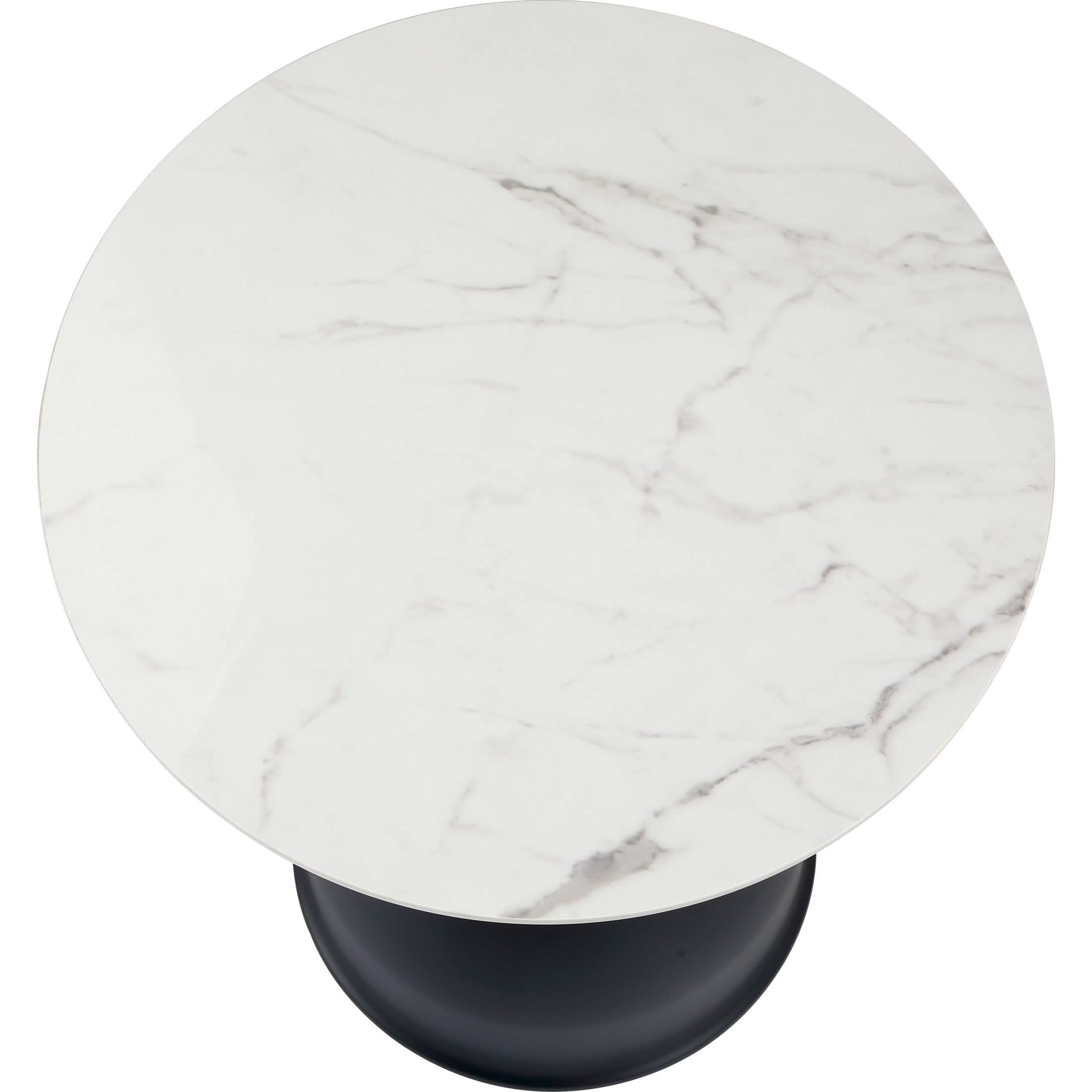 Bento Sintered Stone Top Side Table Round Accent Table Indoor Nightstand with Stainless Steel Black Side Table LeisureMod