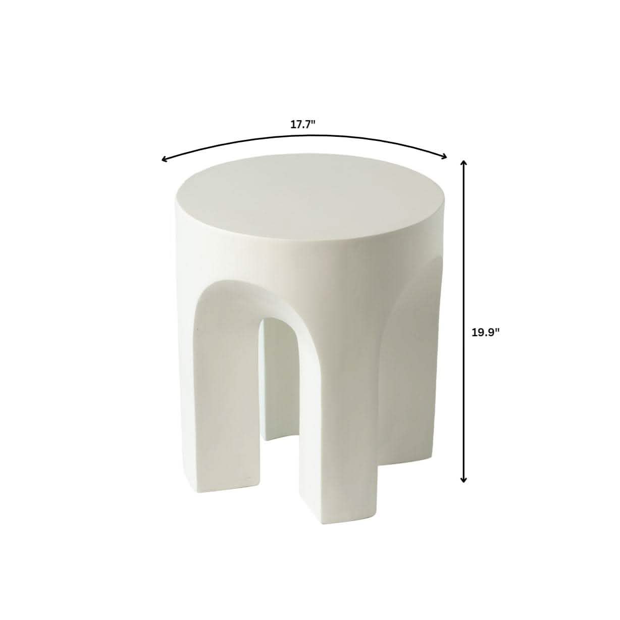 Crus Fiberstone Outdoor Side Table With Arched Base Design White Side Table Leisuremod