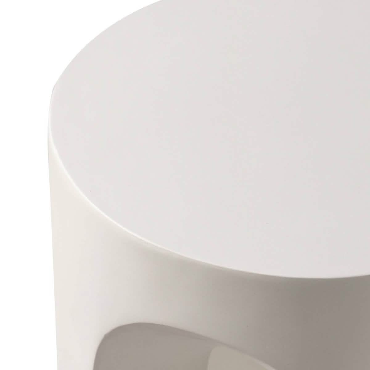 Crus Fiberstone Outdoor Side Table With Arched Base Design White Side Table Leisuremod
