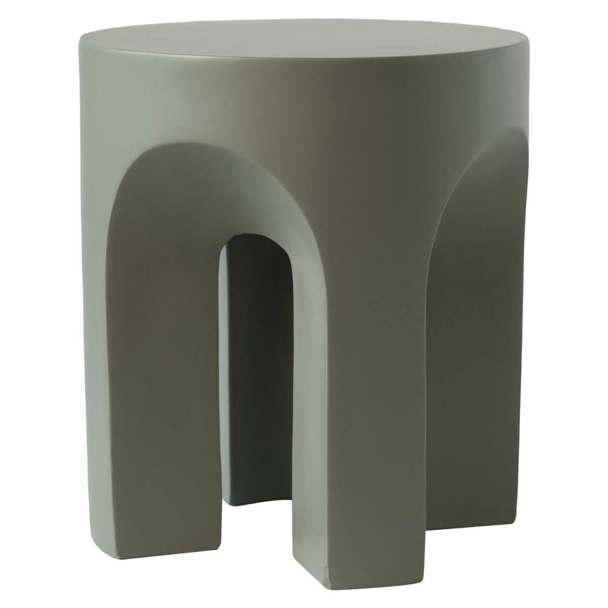 Crus Fiberstone Outdoor Side Table With Arched Base Design Gray Side Table Leisuremod